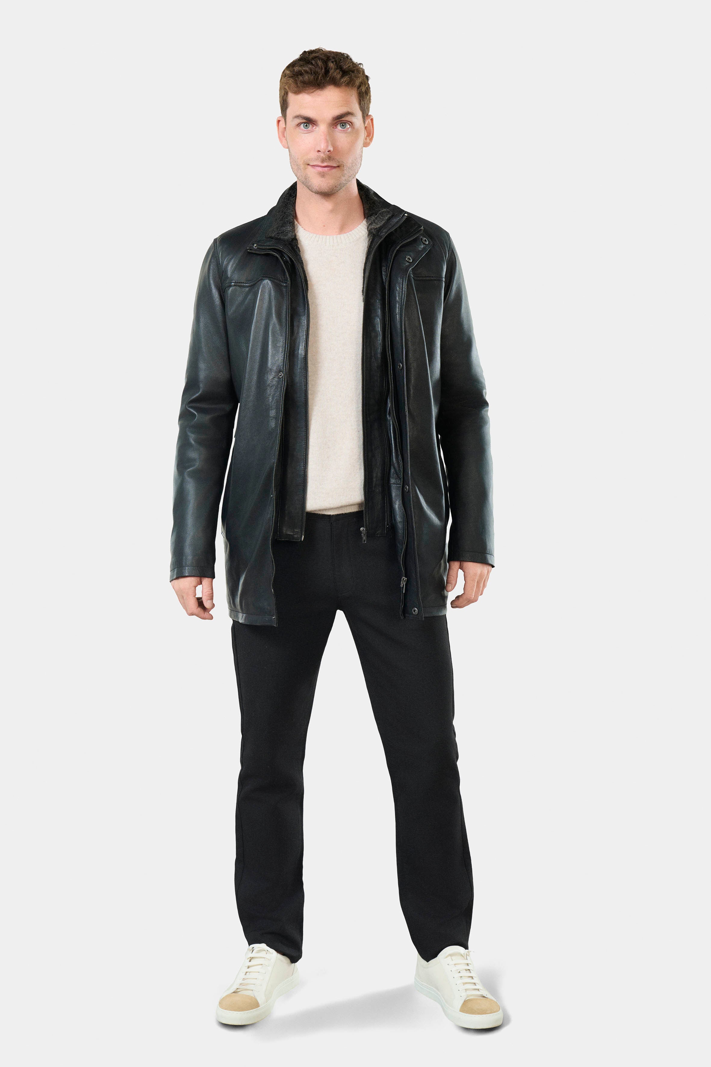 Cuir avec parementure amovible Polka — Parka Jerem