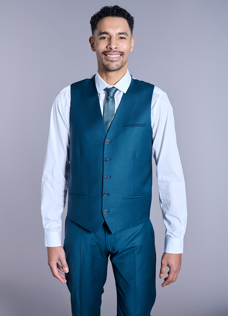 Laine mélangée bi-stretch — Gilet de costume Jerem, entièrement doublée vue 7