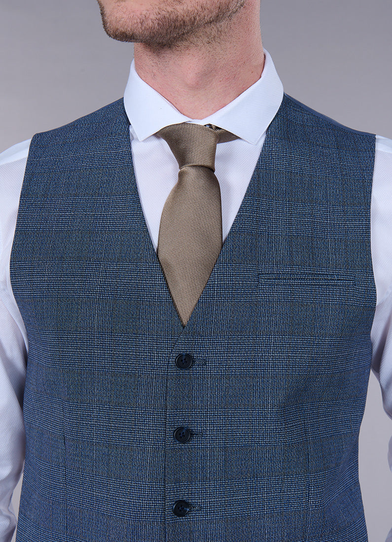 Prince de galles contemporain — Gilet de costume stretch Jerem, entièrement doublée