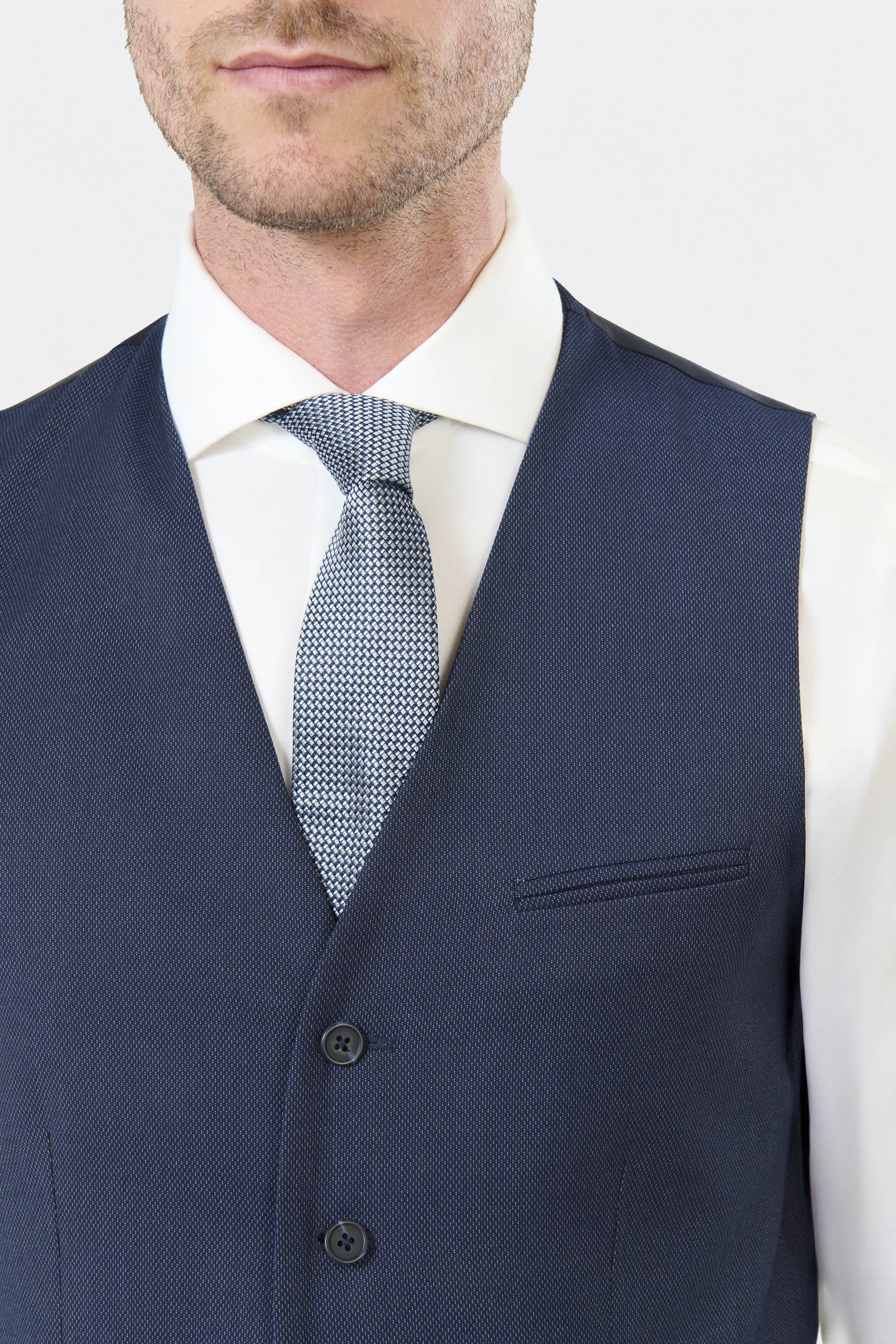 Gilet de costume, piqué stretch faux-uni Jerem, entièrement doublée