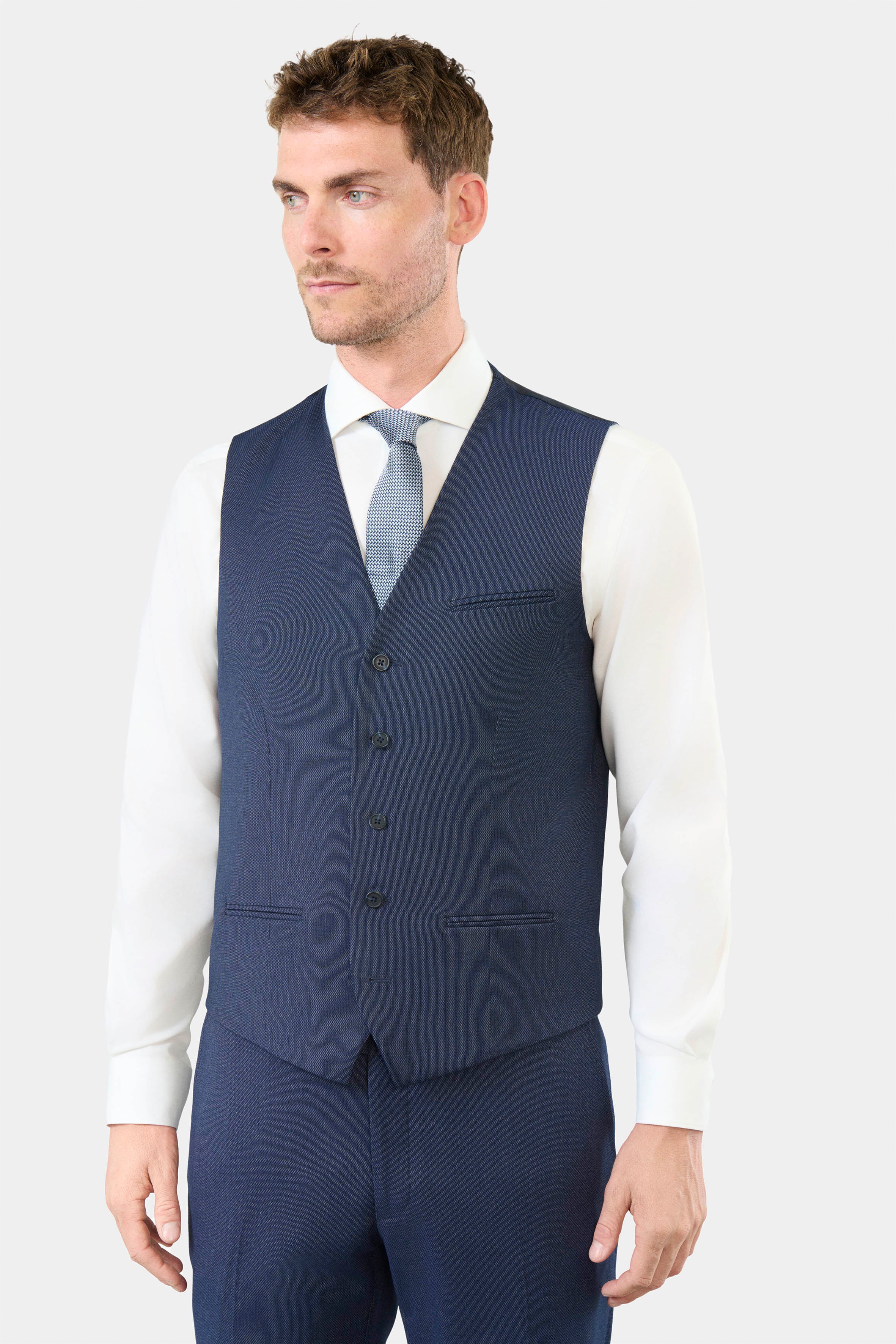 Gilet de costume en piqué stretch faux-uni Jerem, entièrement doublée