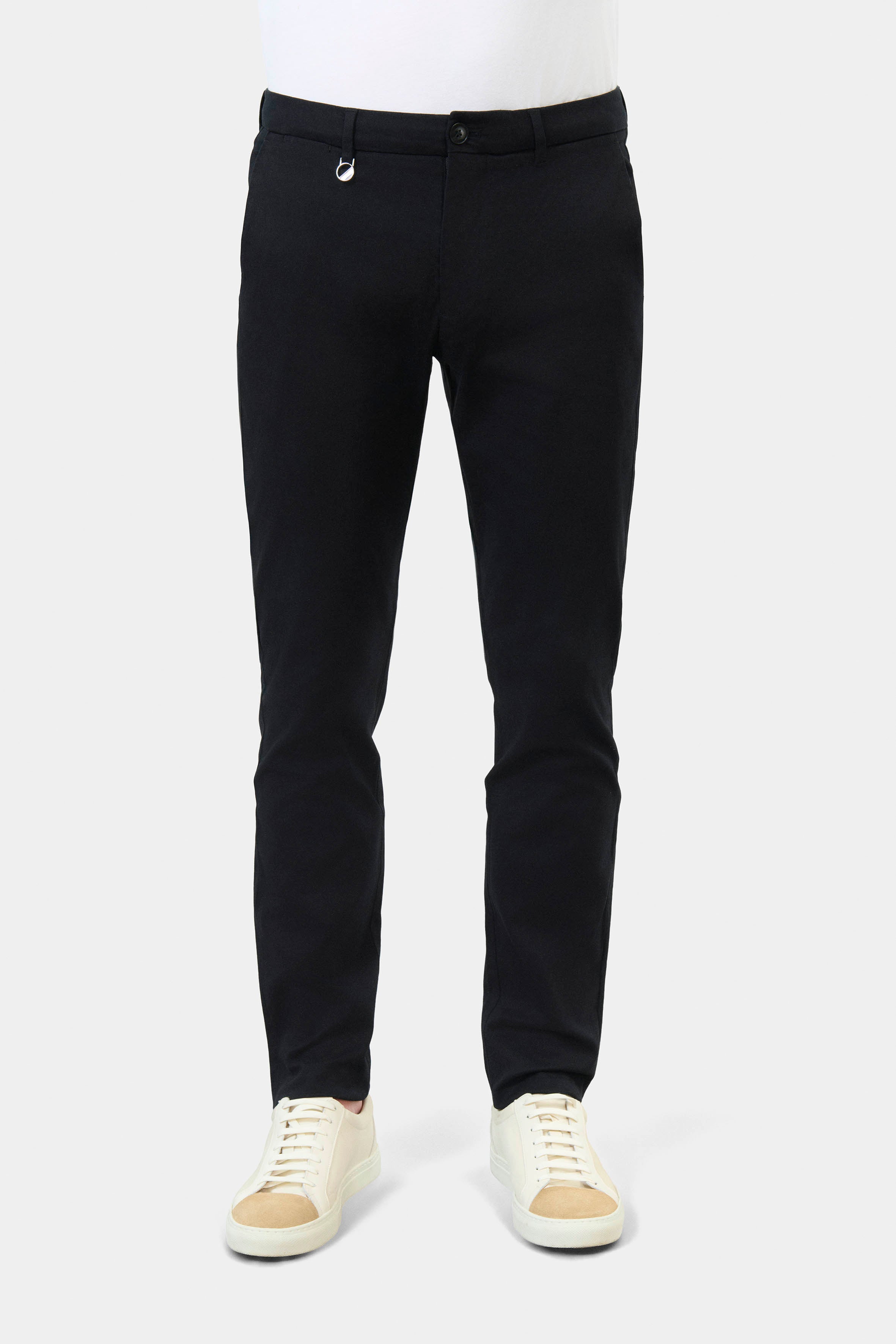 Pantalon ajusté en gabardine stretch classique Jerem, ceinture sartoriale stretch, ceinture sartoriale
