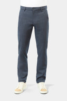 Pantalon minimaliste en faáonné de micro-motif fantaisie Jerem, ceinture sartoriale stretch, ceinture sartoriale, poches italiennes