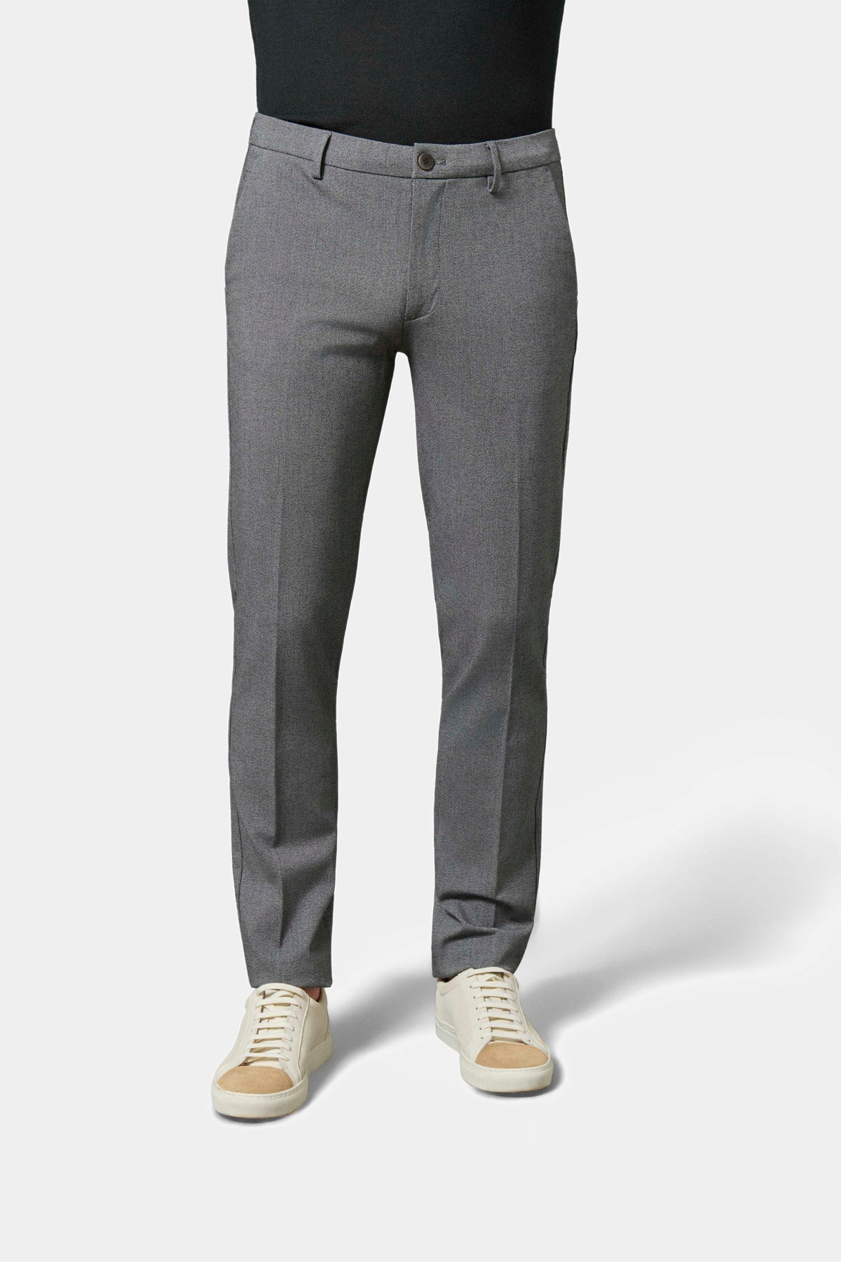 Stretch semi-plain twill — Jerem minimalist trousers, Italian pockets, regular fit