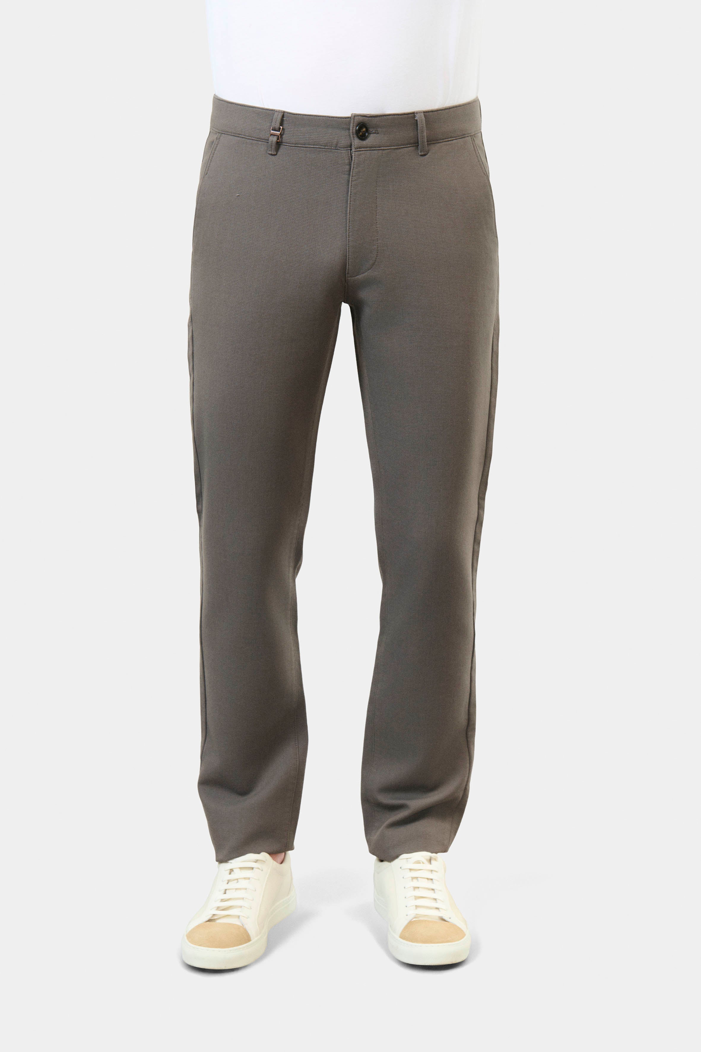 Pantalon de ville en tricotine stretch faux-unie, Jerem