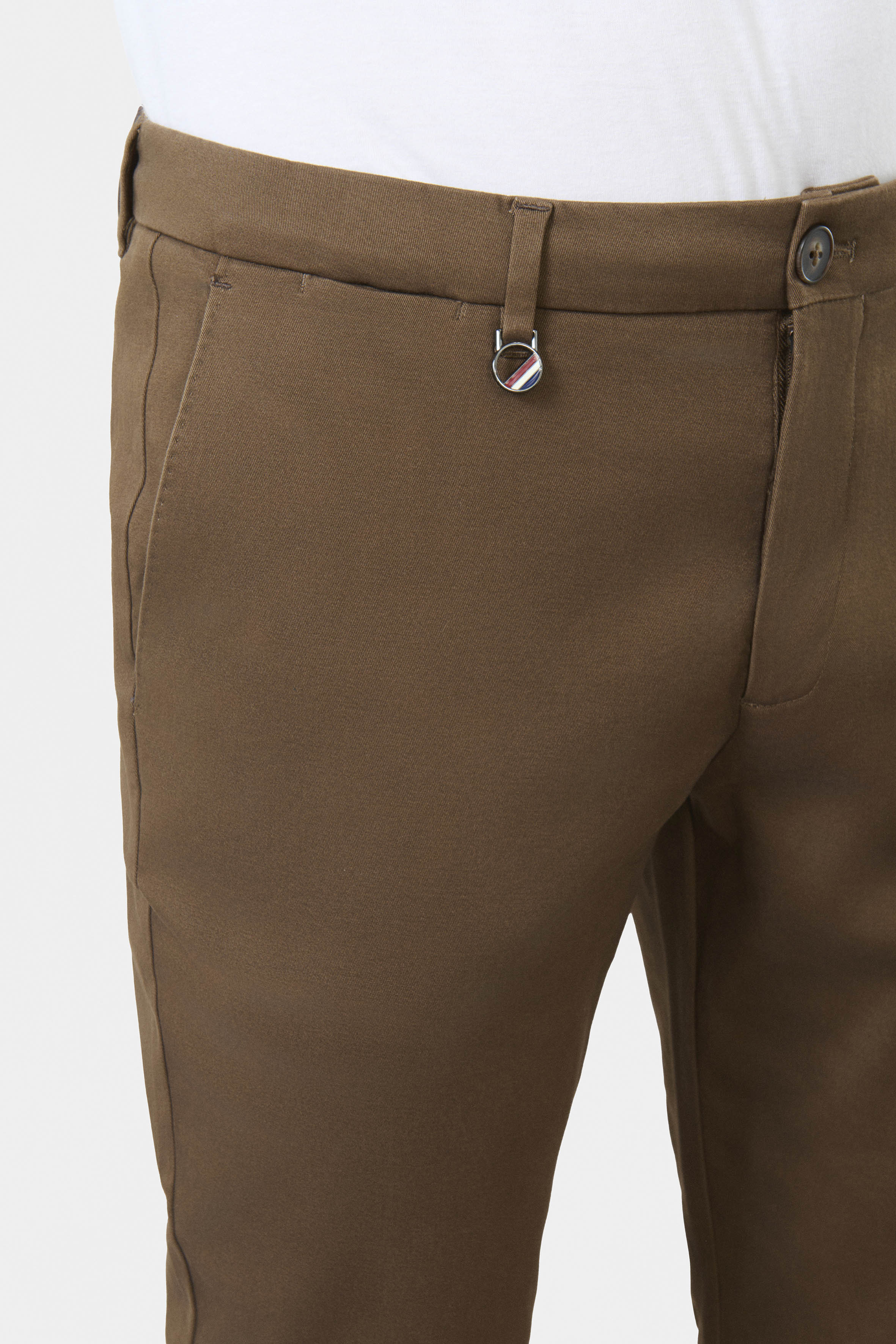 Pantalon ajusté, gabardine stretch classique Jerem, ceinture sartoriale, poches italiennes