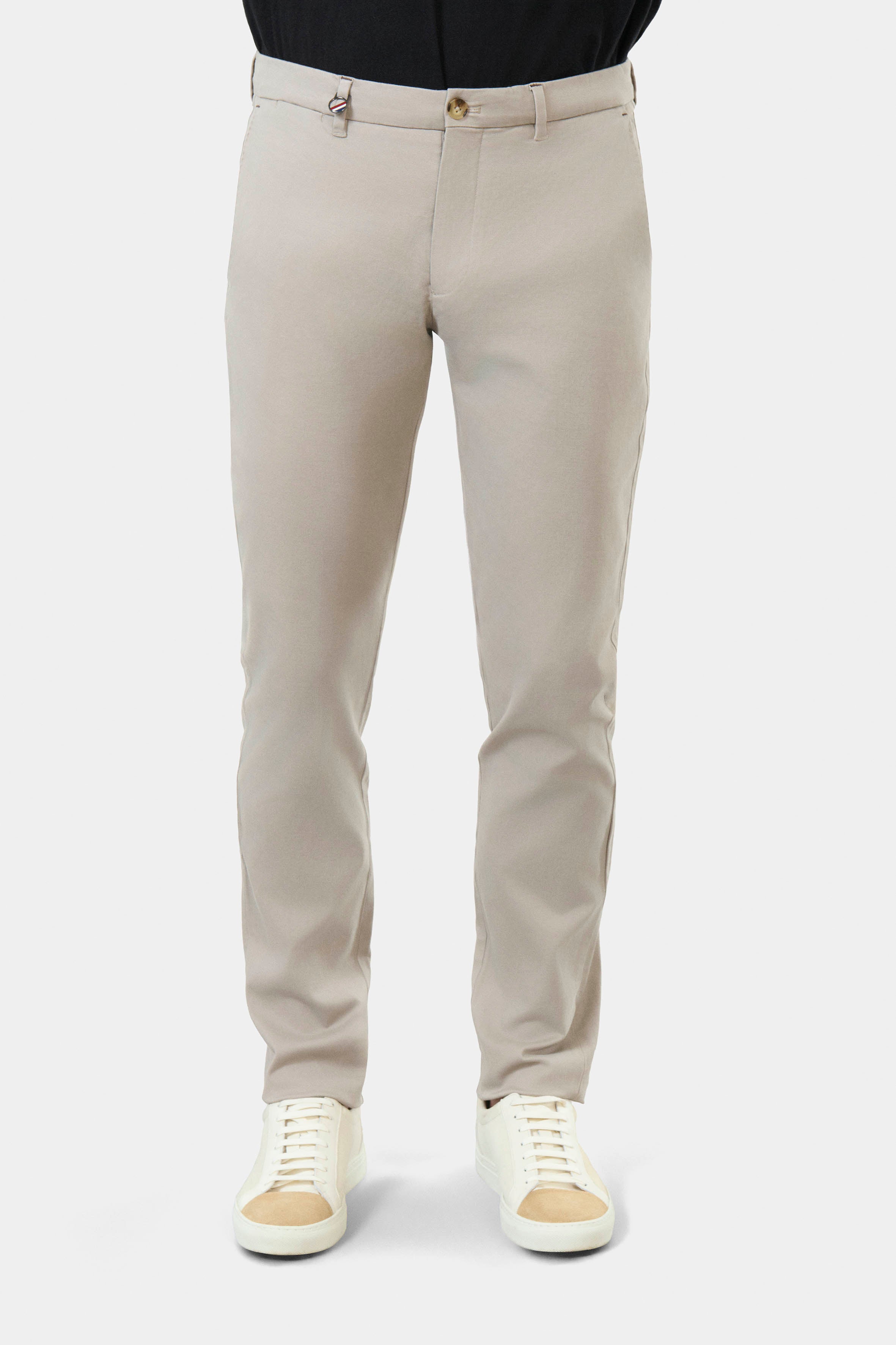 Gabardine stretch classique — Pantalon ajusté Jerem, ceinture sartoriale stretch