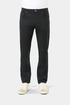 Tricotine stretch micro-motif — Pantalon cinq poches Jerem, poches plaquées surpiquées, coupe droite