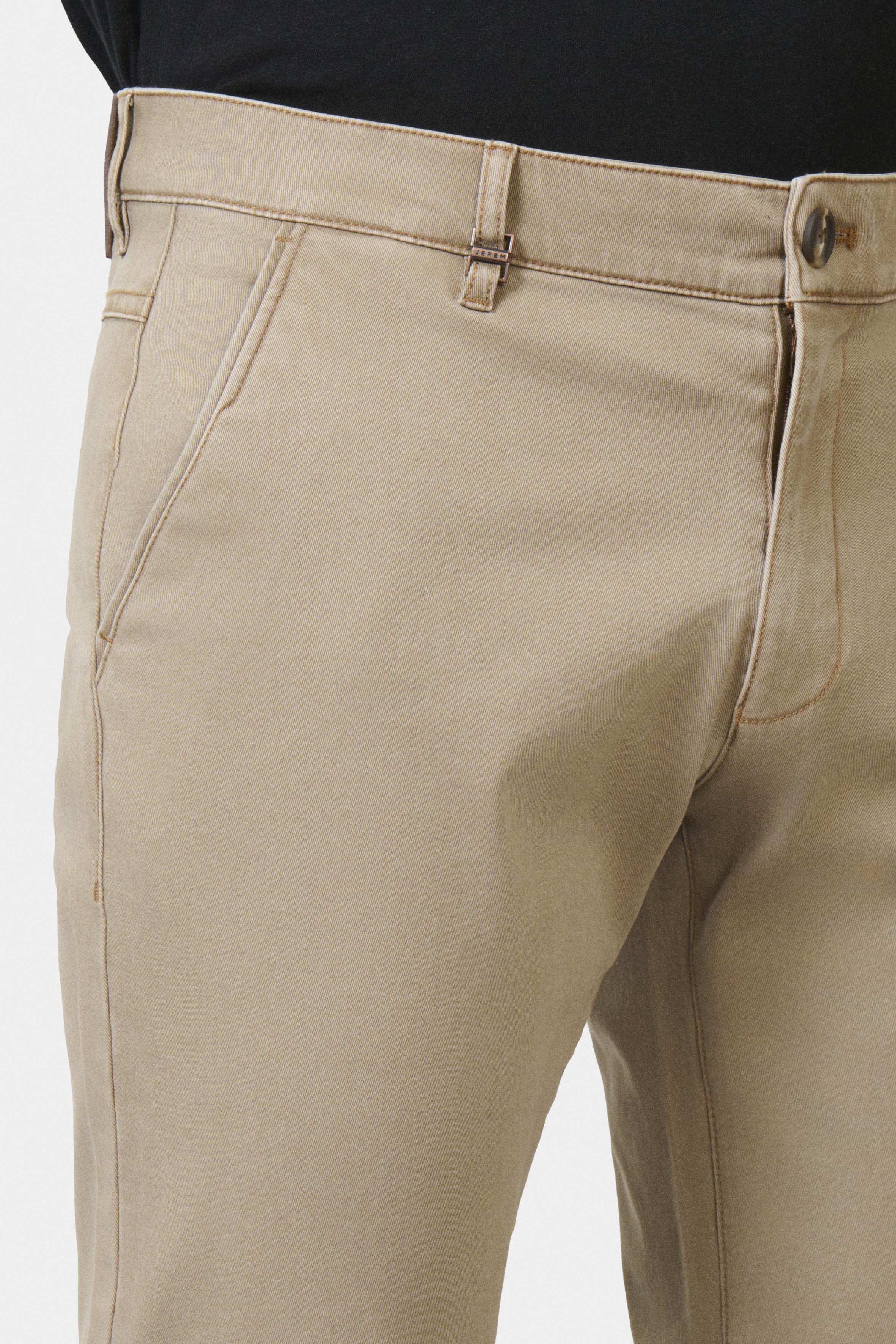 Pantalon décontracté, gabardine stretch lavée Jerem, poches italiennes vue 6