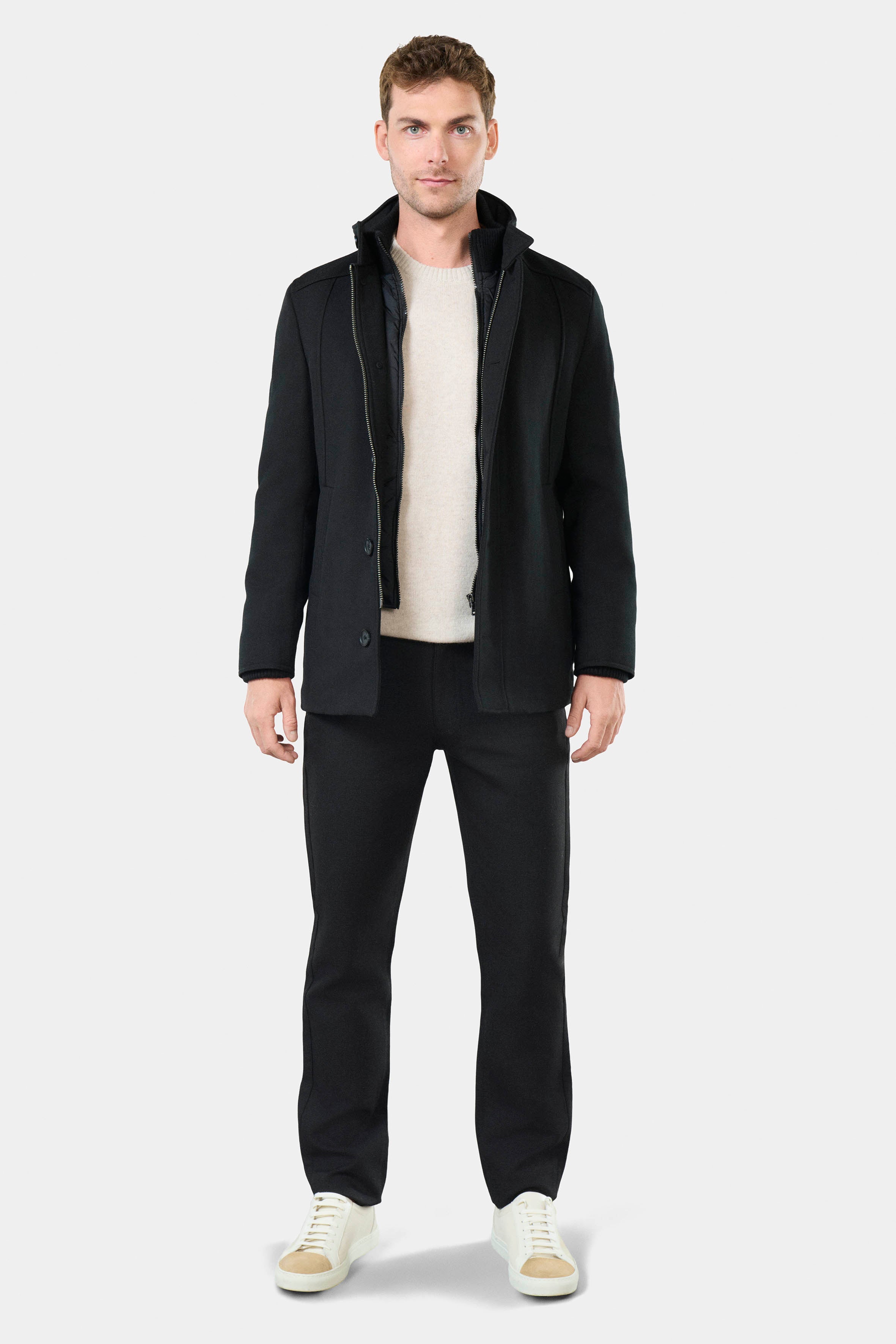 Manteau col officier Brush Jerem, coupe droite