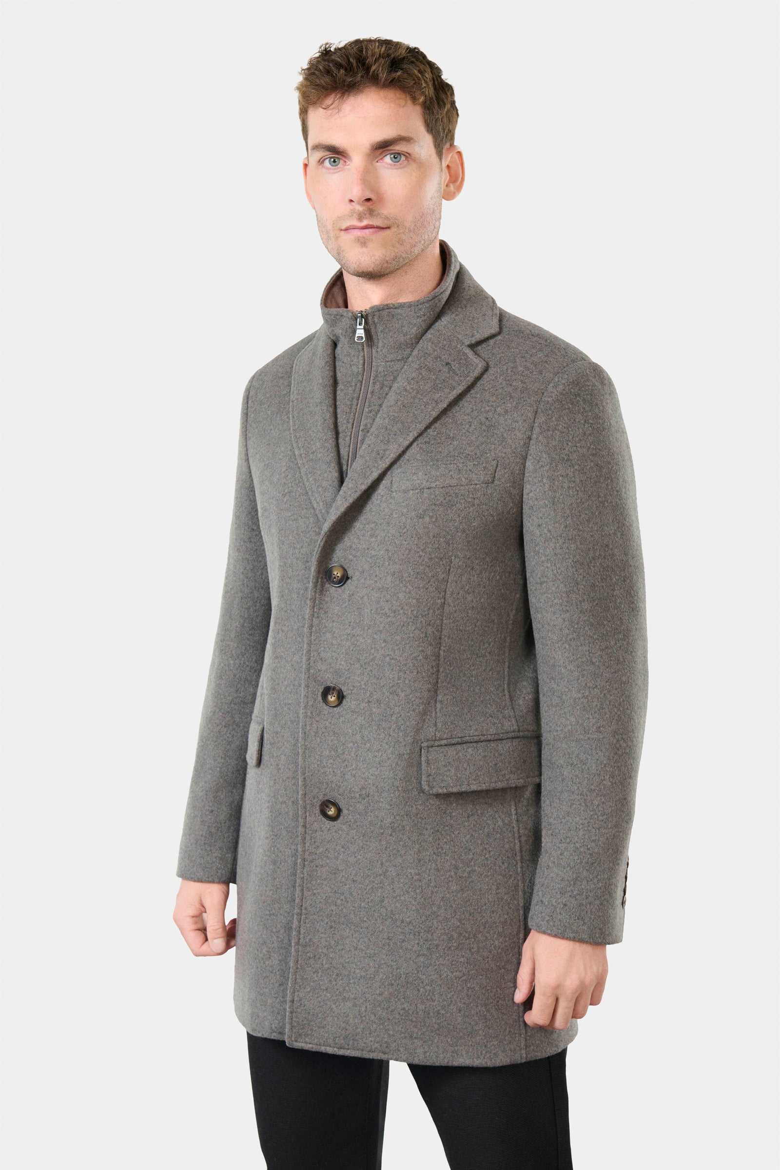 Manteau col tailleur avec plastron amovible Murlo Jerem, simple boutonnage