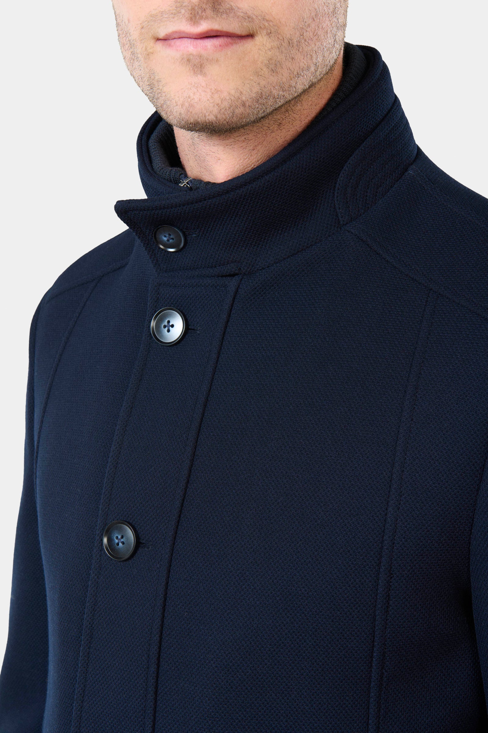 Manteau col officier Bruma Jerem, coupe droite, simple boutonnage