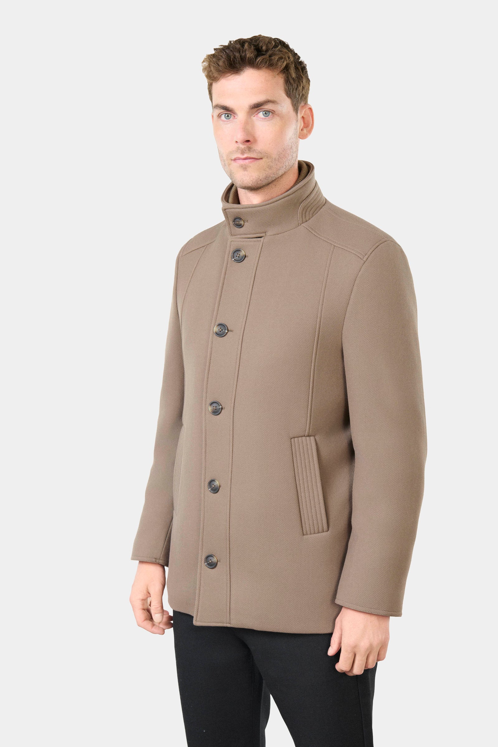 Manteau col officier Bruma Jerem, simple boutonnage, coupe droite vue 5