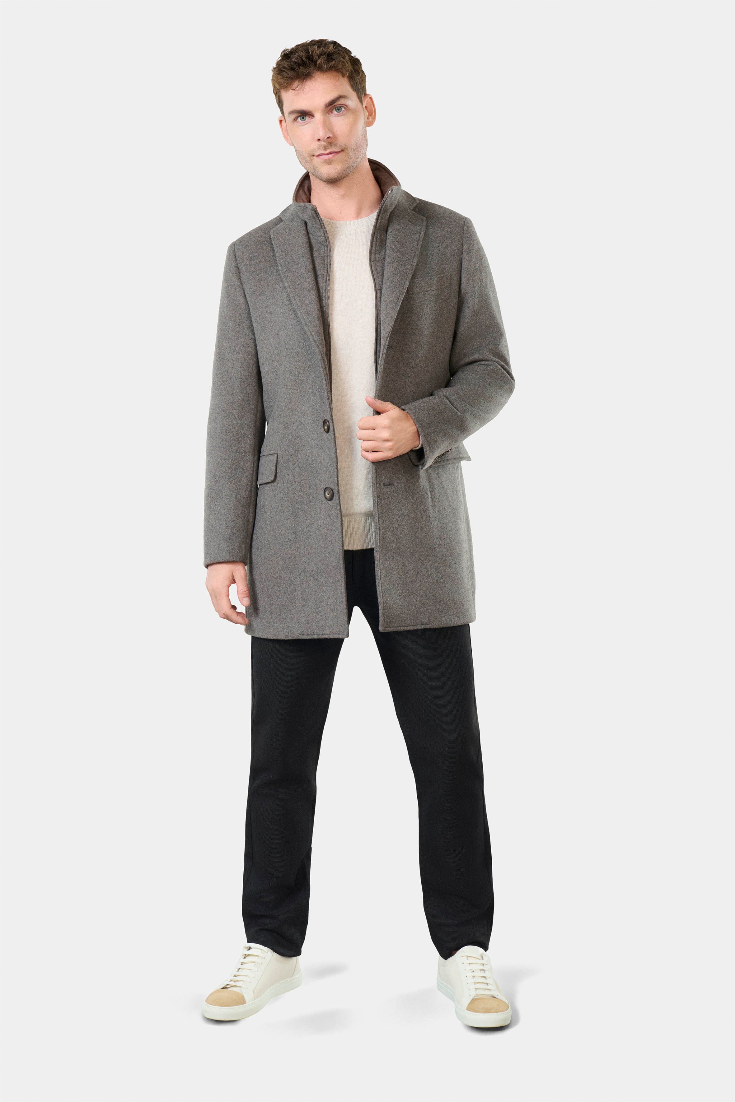Manteau col tailleur avec plastron amovible Murlo Jerem, simple boutonnage vue 3