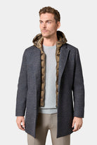 Manteau col tailleur avec plastron amovible capuche Hodlo Jerem, simple boutonnage