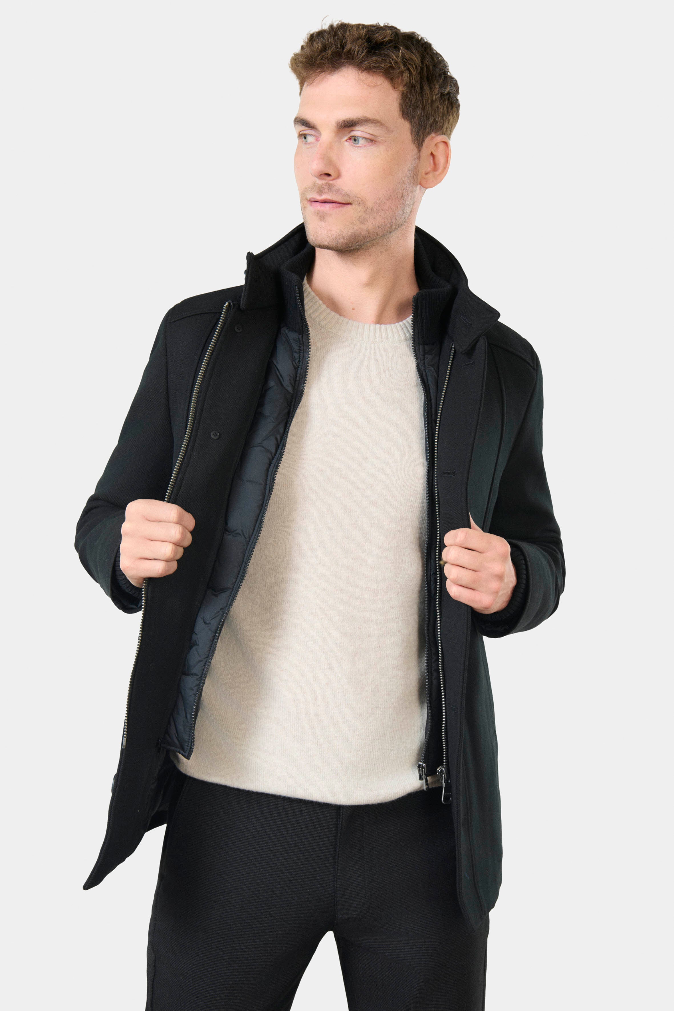 Manteau col officier Brush Jerem, simple boutonnage