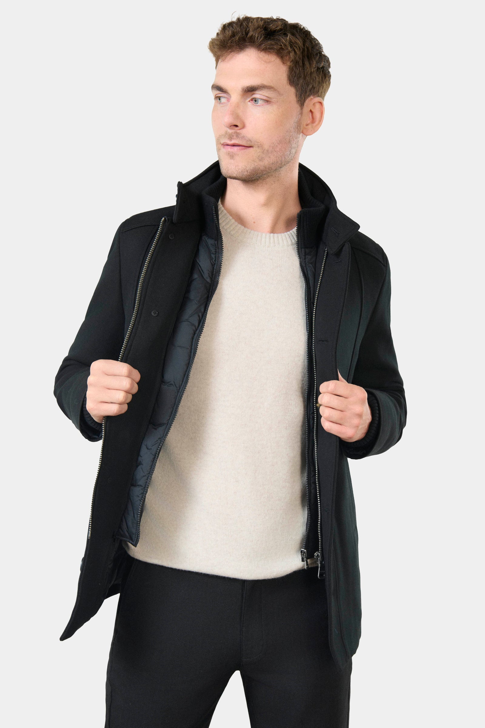 Manteau col officier Brush Jerem, simple boutonnage