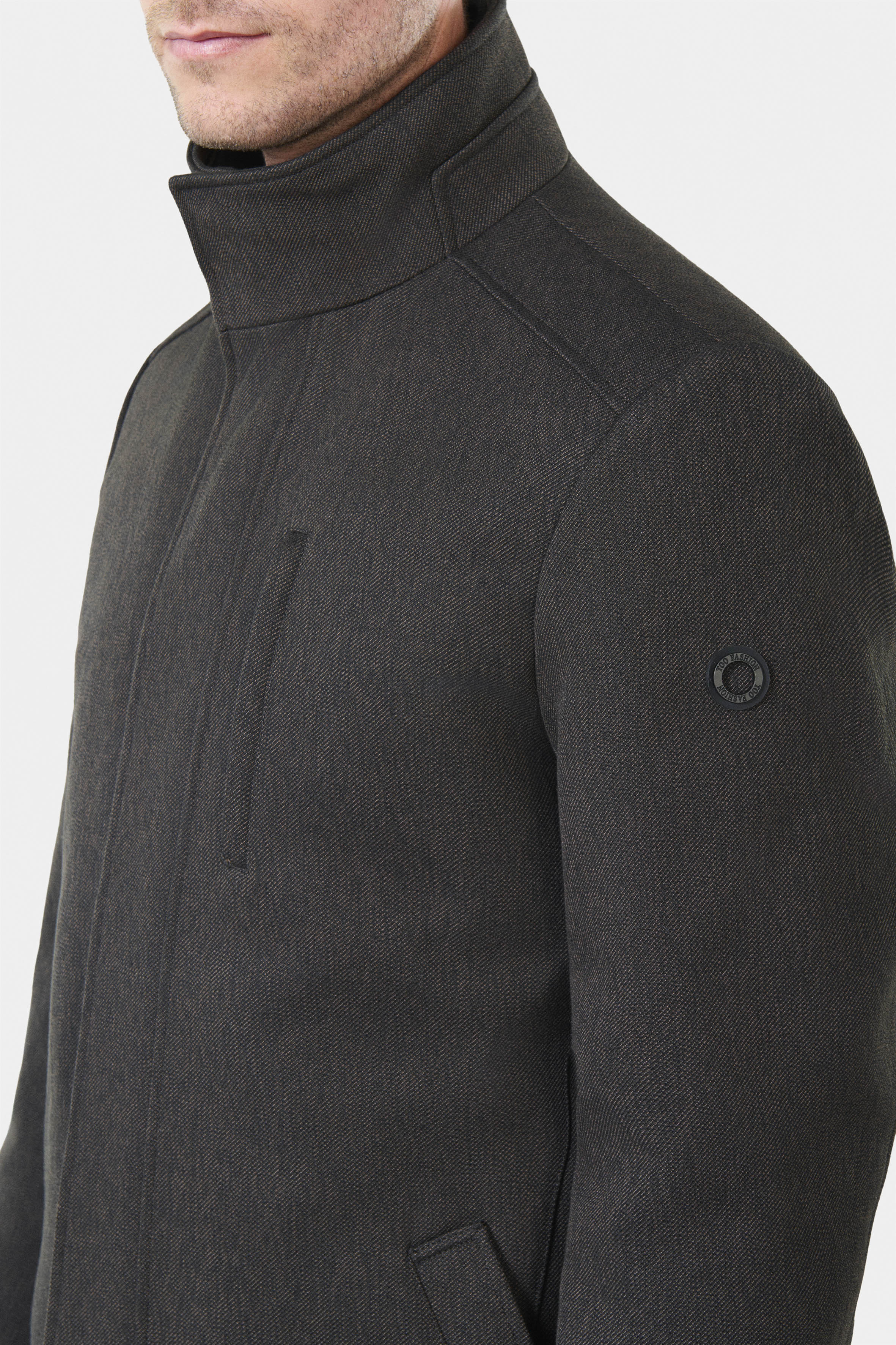 Manteau zippé col montant Barwi Jerem, coupe droite, poche poitrine
