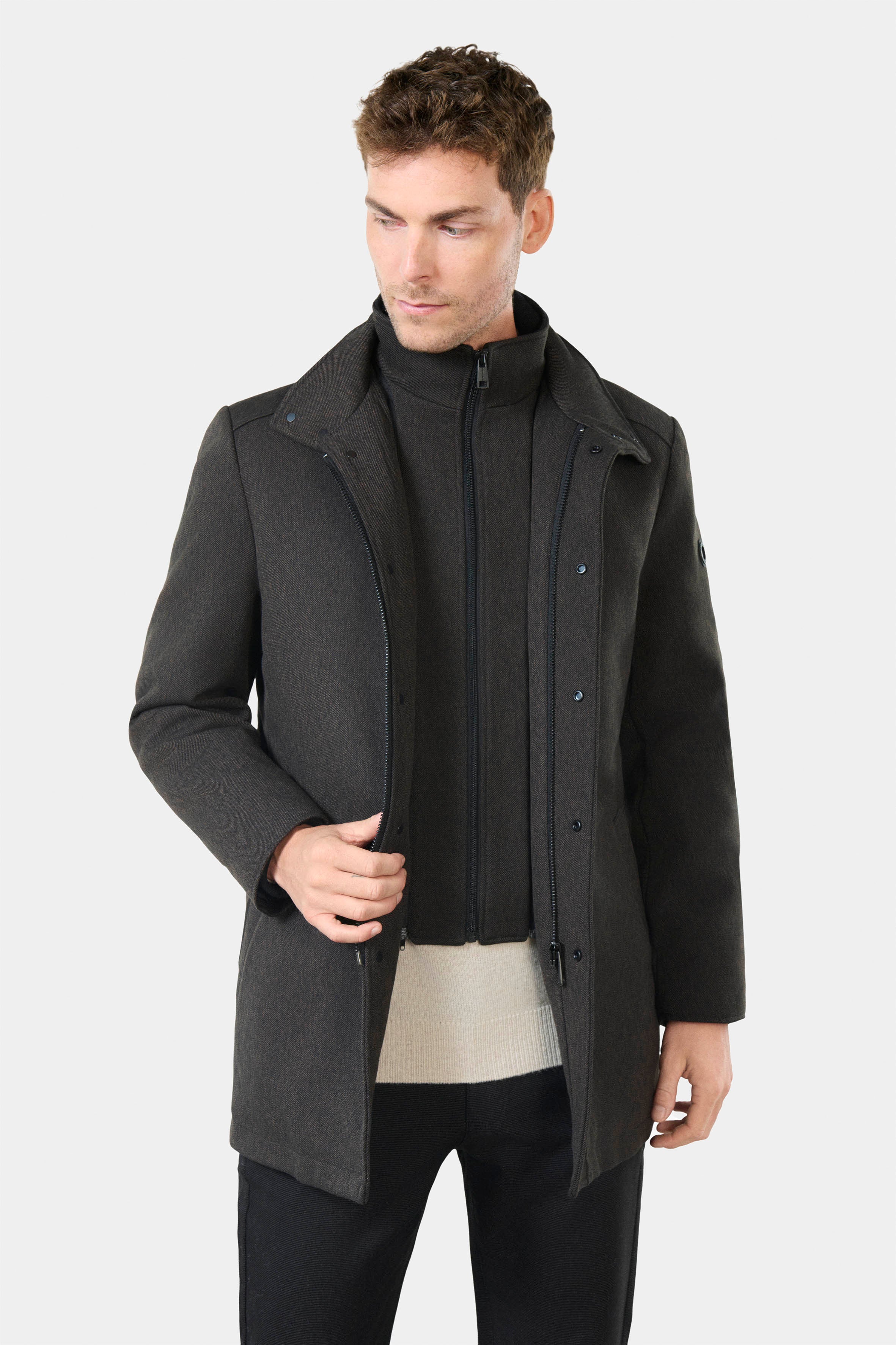 Manteau zippé col montant Barwi Jerem, poche poitrine