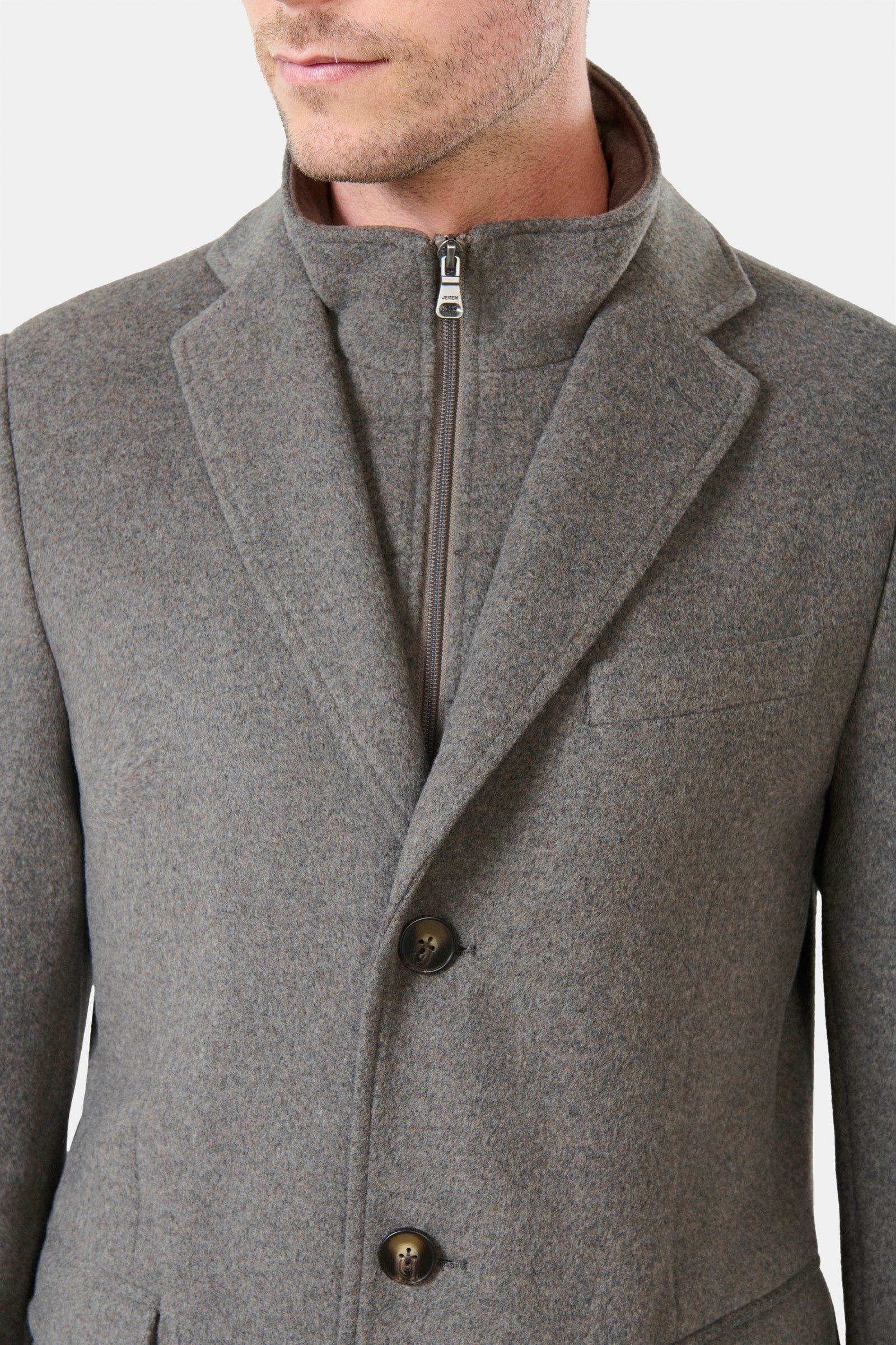 Manteau col tailleur avec plastron amovible Murlo Jerem, simple boutonnage vue 2
