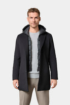 Manteau col tailleur avec plastron amovible capuche Hodyl Jerem, simple boutonnage