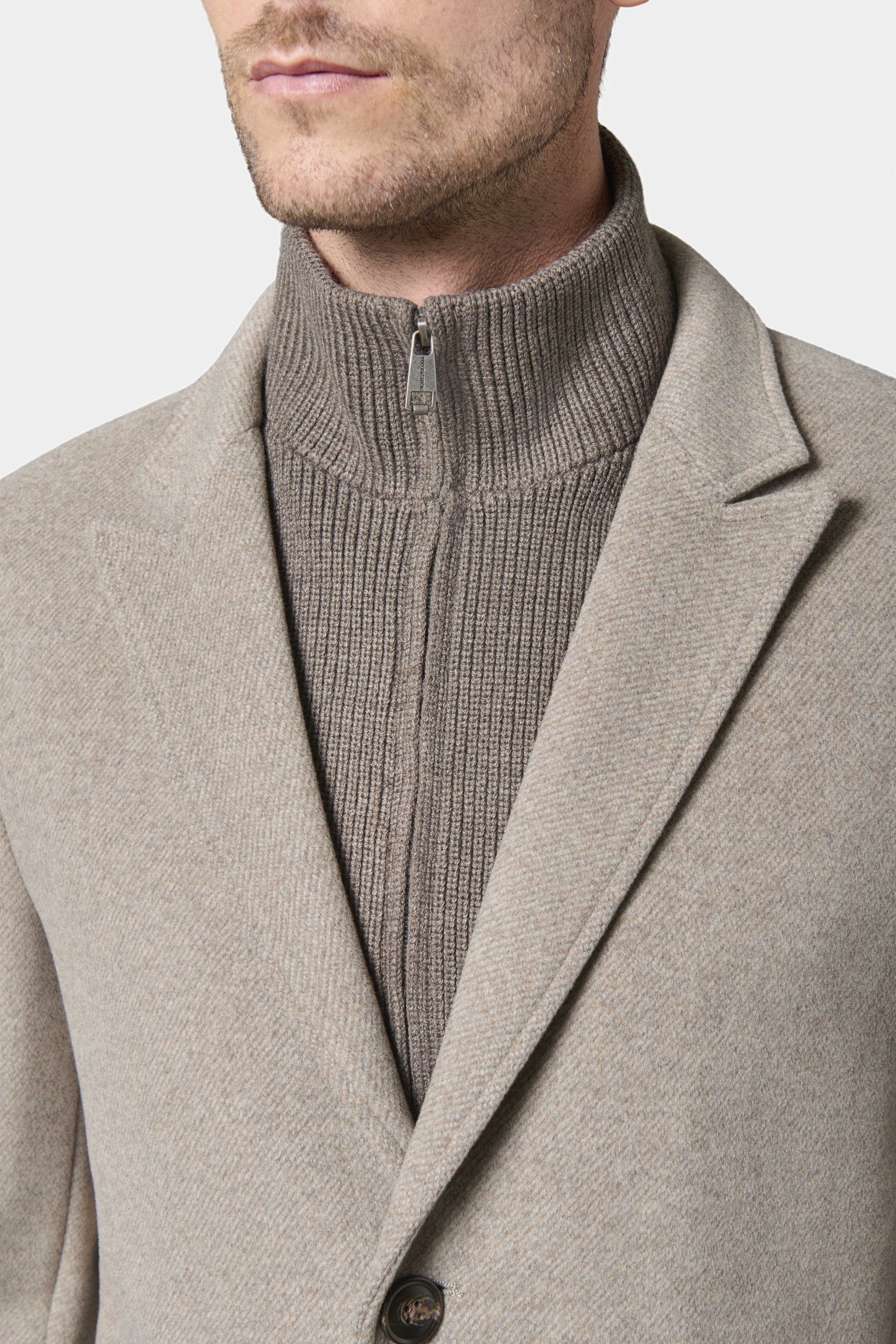 Bord-côte Shuty — Manteau col tailleur avec plastron amovible Jerem, simple boutonnage, coupe confortable