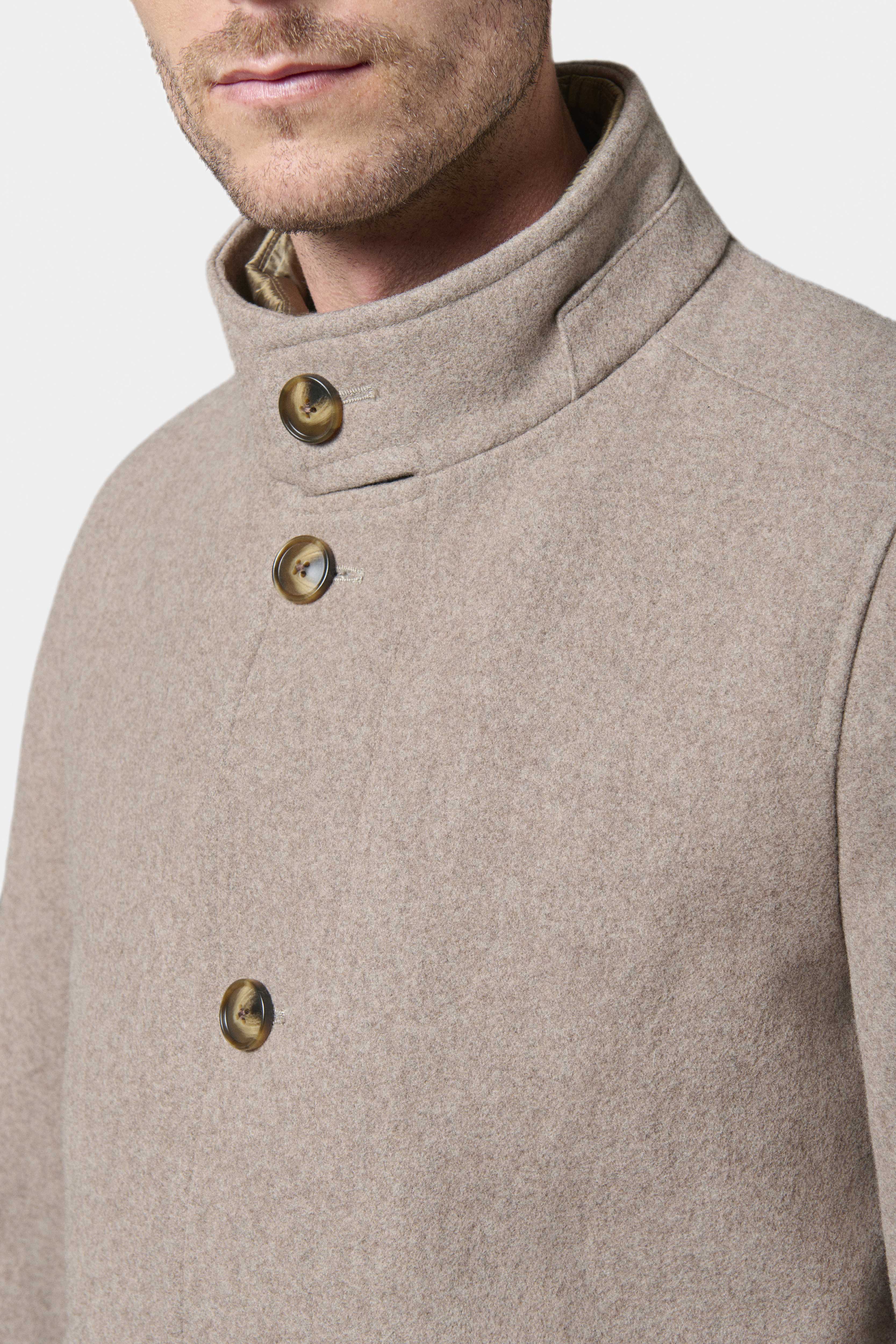 Manteau col officier avec plastron amovible Colaf Jerem, simple boutonnage