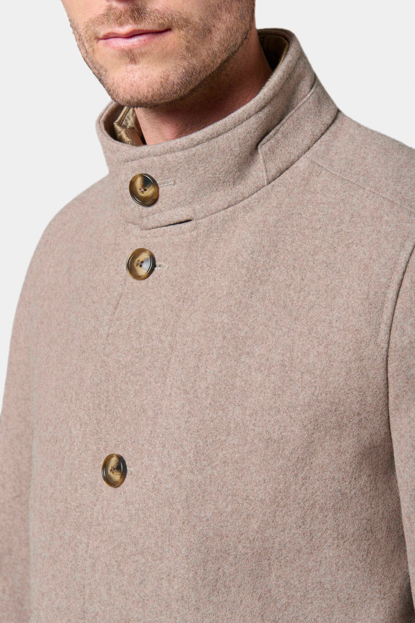 Manteau col officier avec plastron amovible Colaf Jerem, simple boutonnage