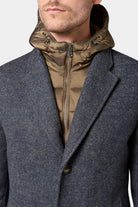 Manteau col tailleur avec plastron amovible capuche Hodlo Jerem, coupe confortable, simple boutonnage
