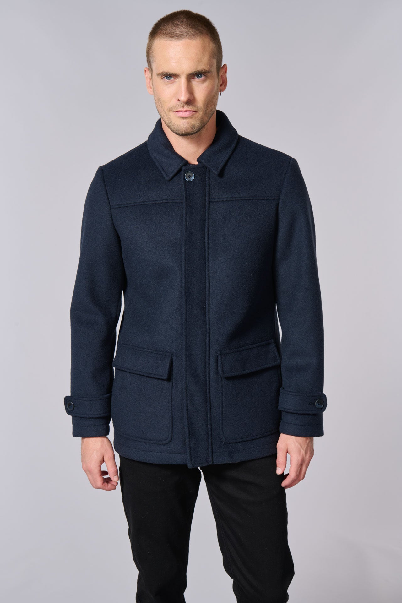 Manteau mi-long col chemise Jerem, col chemise vue 4