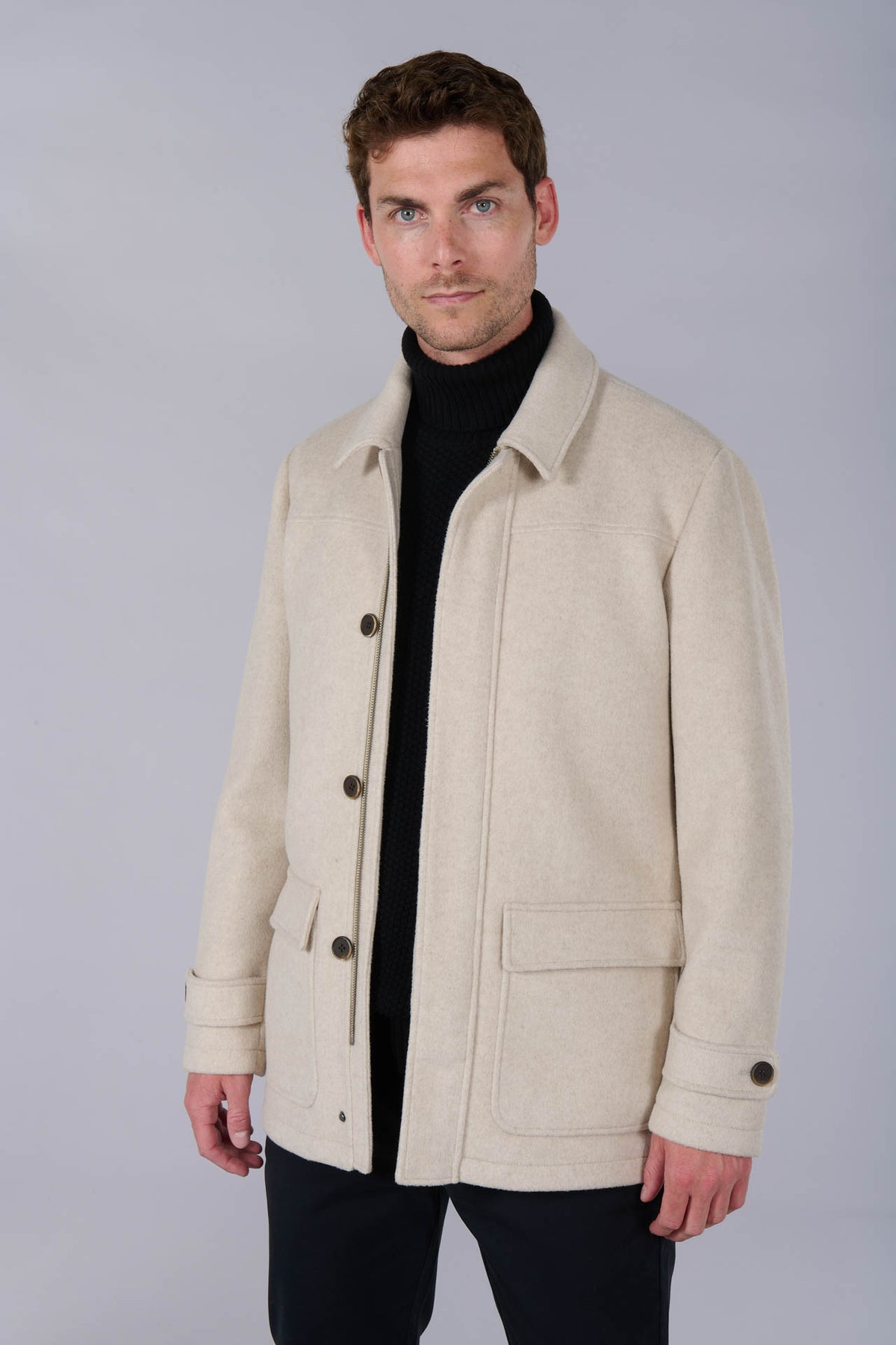 Manteau mi-long col chemise Jerem, col chemise