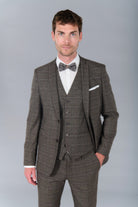 Veste de costume ajustée prince de galles stretch Jerem, entièrement doublée, simple boutonnage, boutons de poignet