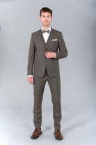 Veste de costume ajustée prince de galles stretch Jerem, entièrement doublée, simple boutonnage