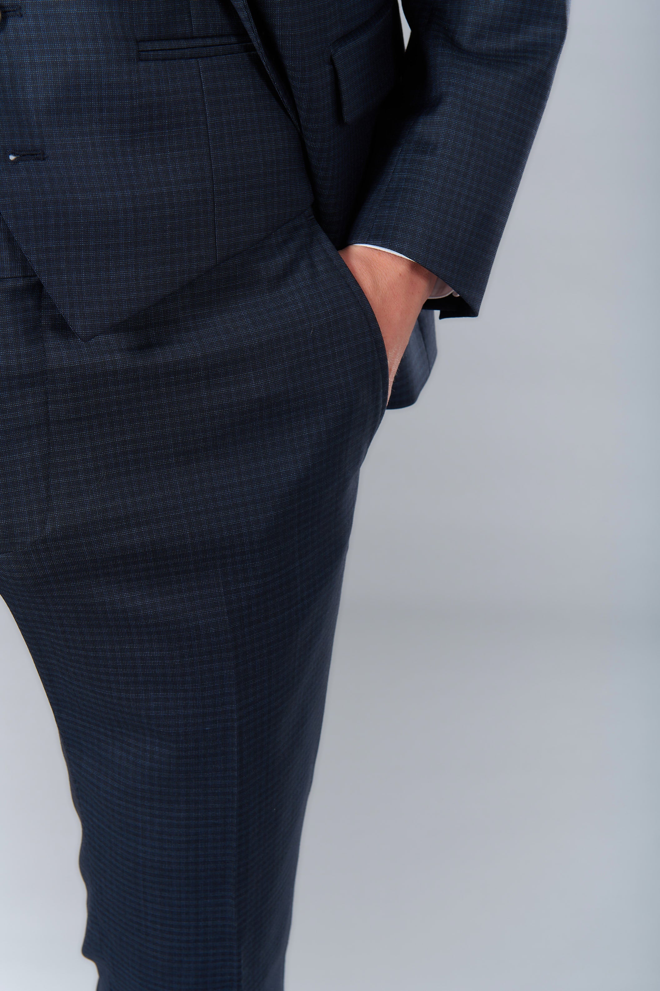 Pantalon de costume carreau fondu Jerem, jambes semi-doublées, coupe droite