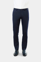 Pantalon de costume semi-élastiqué ajusté en maille de laine mélangée rayures craie Jerem