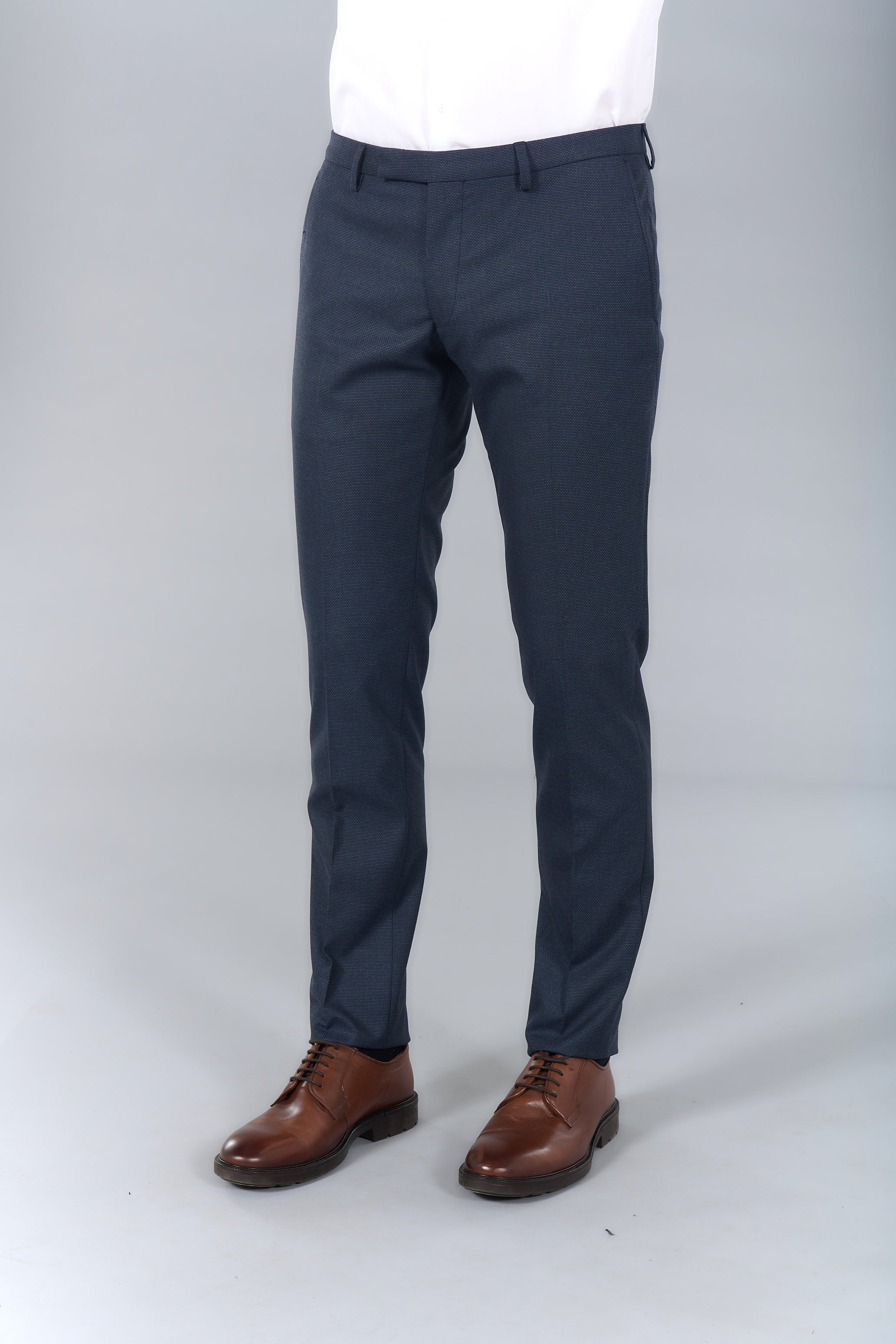 Pantalon de costume ajusté et stretch motif subtile Jerem, poches italiennes, jambes semi-doublées