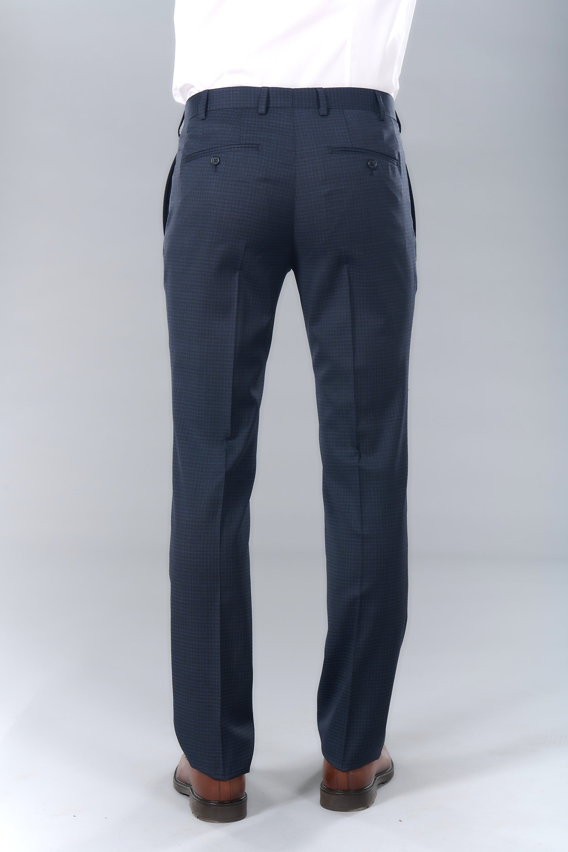 Laine vierge super 110's natural stretch — Pantalon de costume carreau fondu Jerem, poches italiennes, jambes semi-doublées