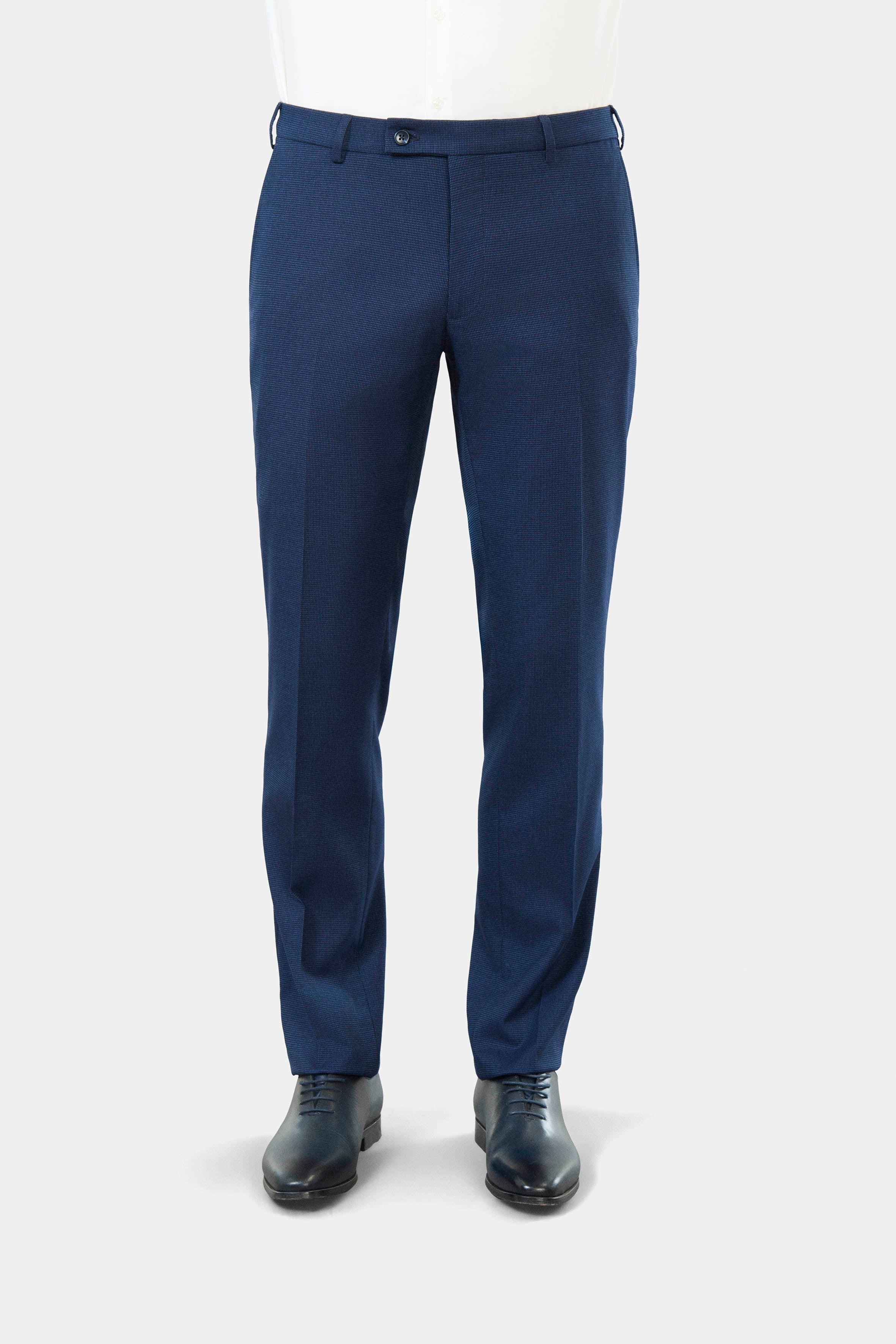 Pantalon de costume stretch faux-uni discret Jerem, intérieur semi-doublé, ceinture sartoriale stretch, ceinture sartoriale