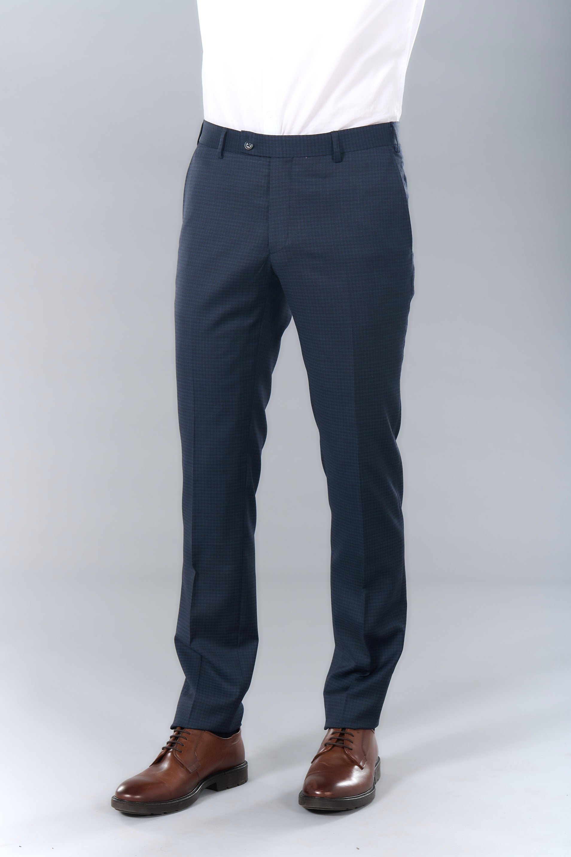 Pantalon de costume carreau fondu en laine vierge super 110's natural stretch Jerem, intérieur semi-doublé, ceinture sarto...