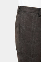 Pantalon de costume ajusté semi-élastiqué, maille Prince de Galles fondu Jerem