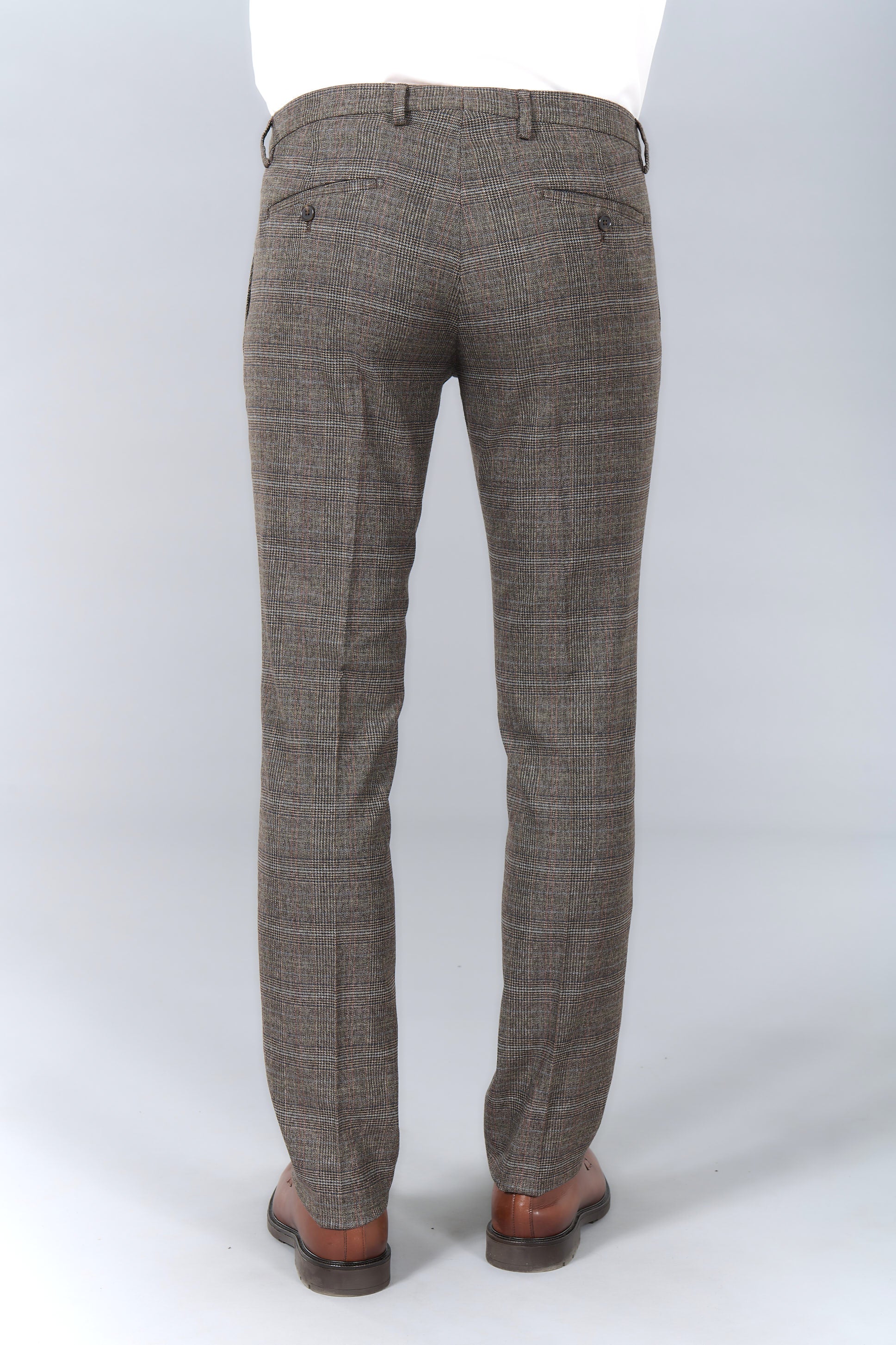 Pantalon de costume ajusté prince de galles stretch Jerem, ceinture sartoriale, poches italiennes