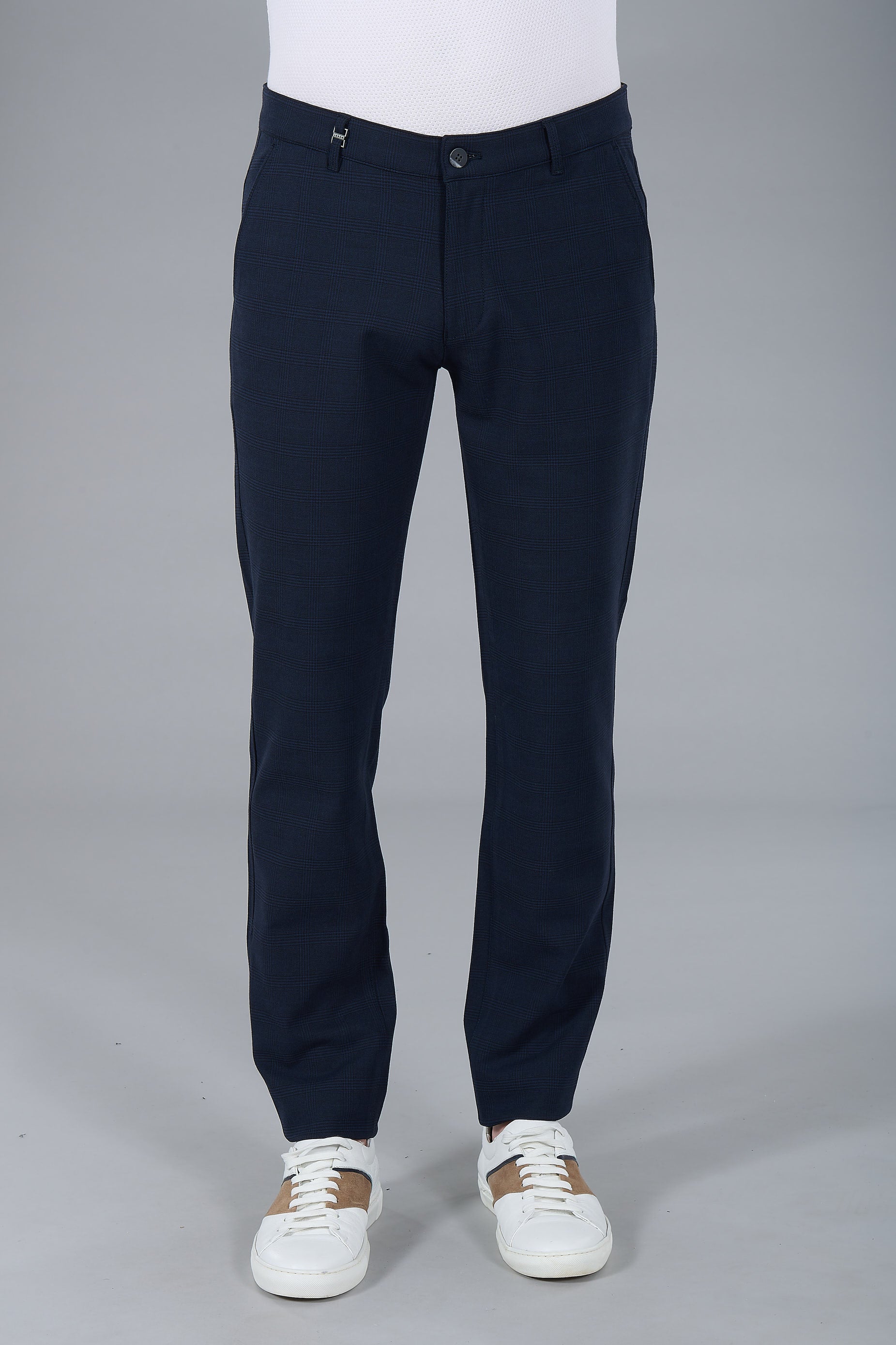 Pantalon de ville bi-stretch carreaux Jerem, coupe confortable, poches italiennes