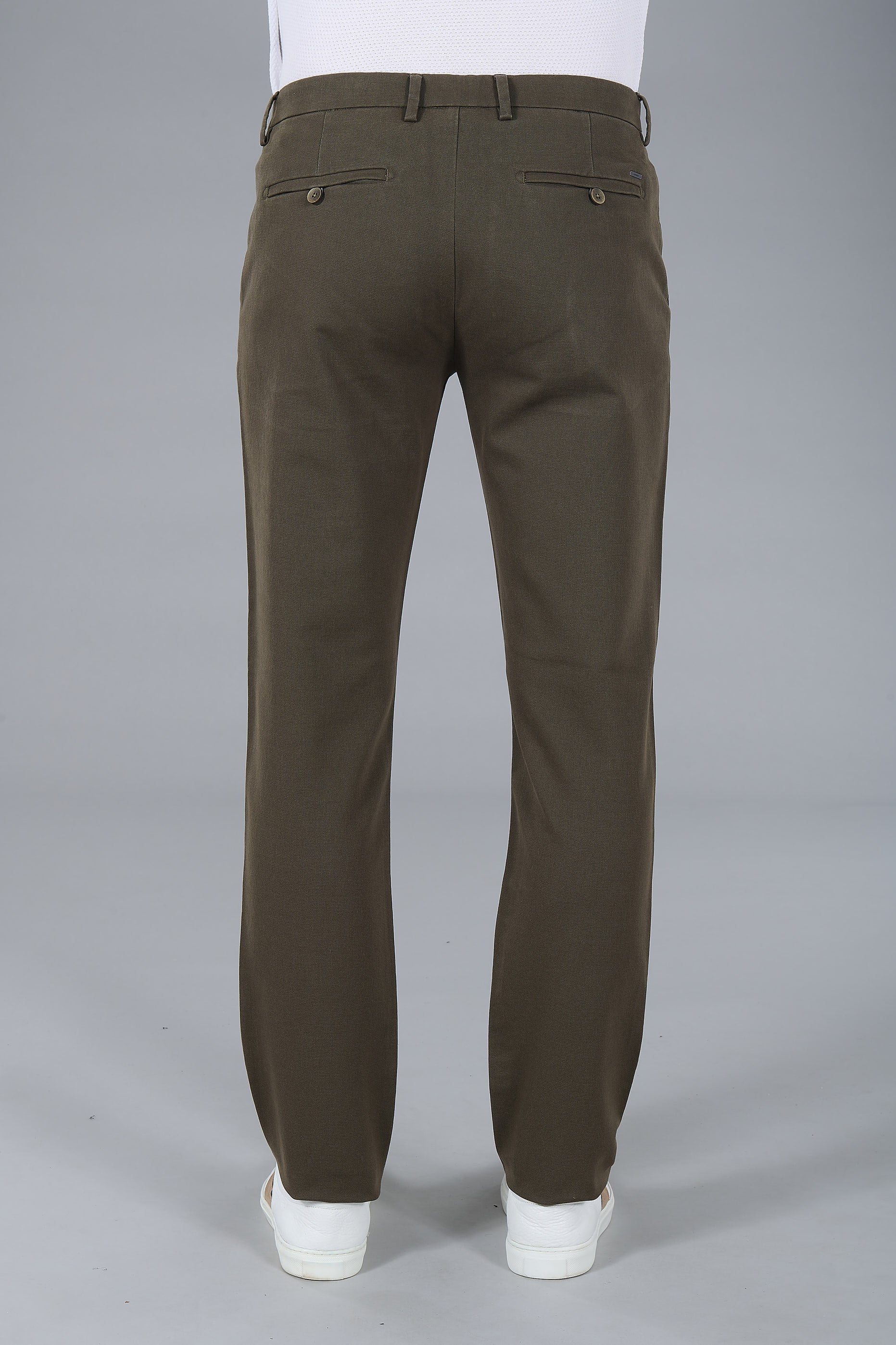 Pantalon minimaliste, tricotine stretch micro-motif Jerem, coupe droite