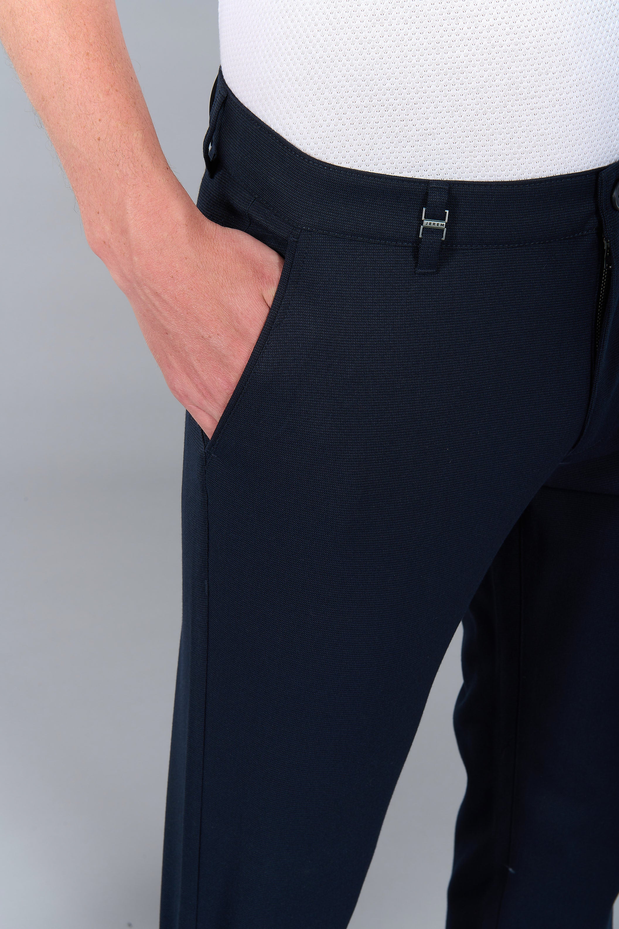 Pantalon de ville en sergé stretch faux-uni - Jerem