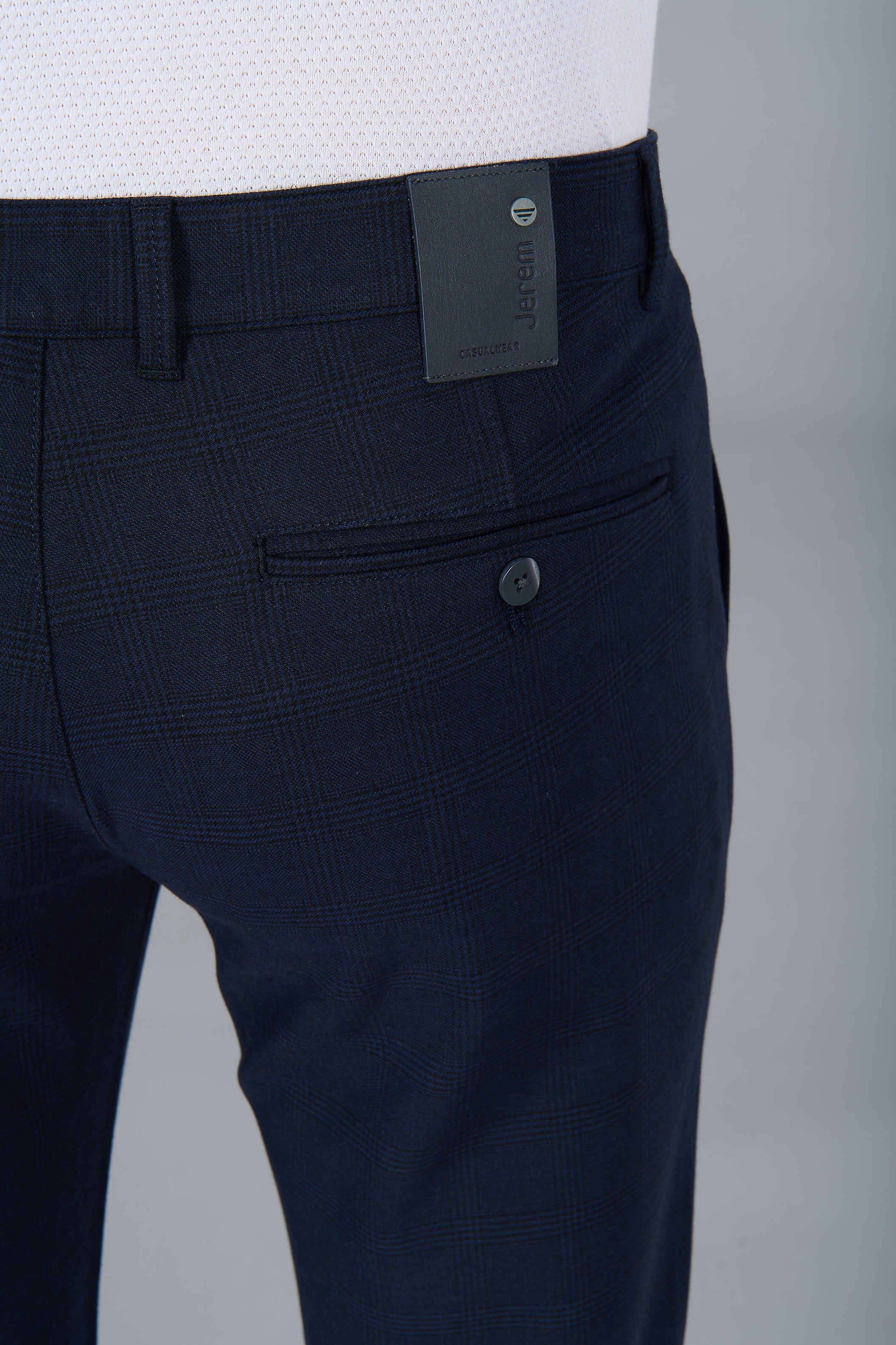 Pantalon de ville bi-stretch carreaux Jerem, coupe confortable