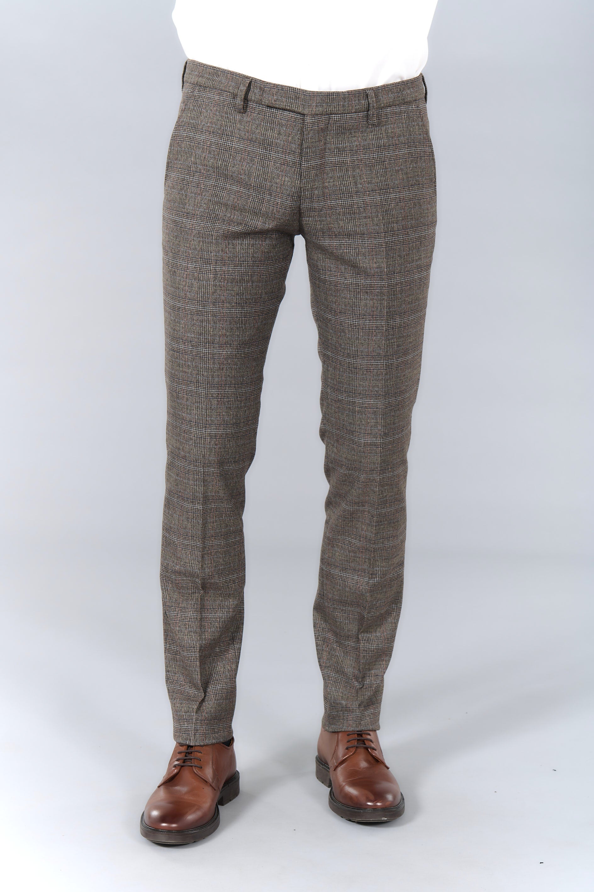 Pantalon de costume ajusté prince de galles stretch Jerem, ceinture sartoriale stretch, ceinture sartoriale
