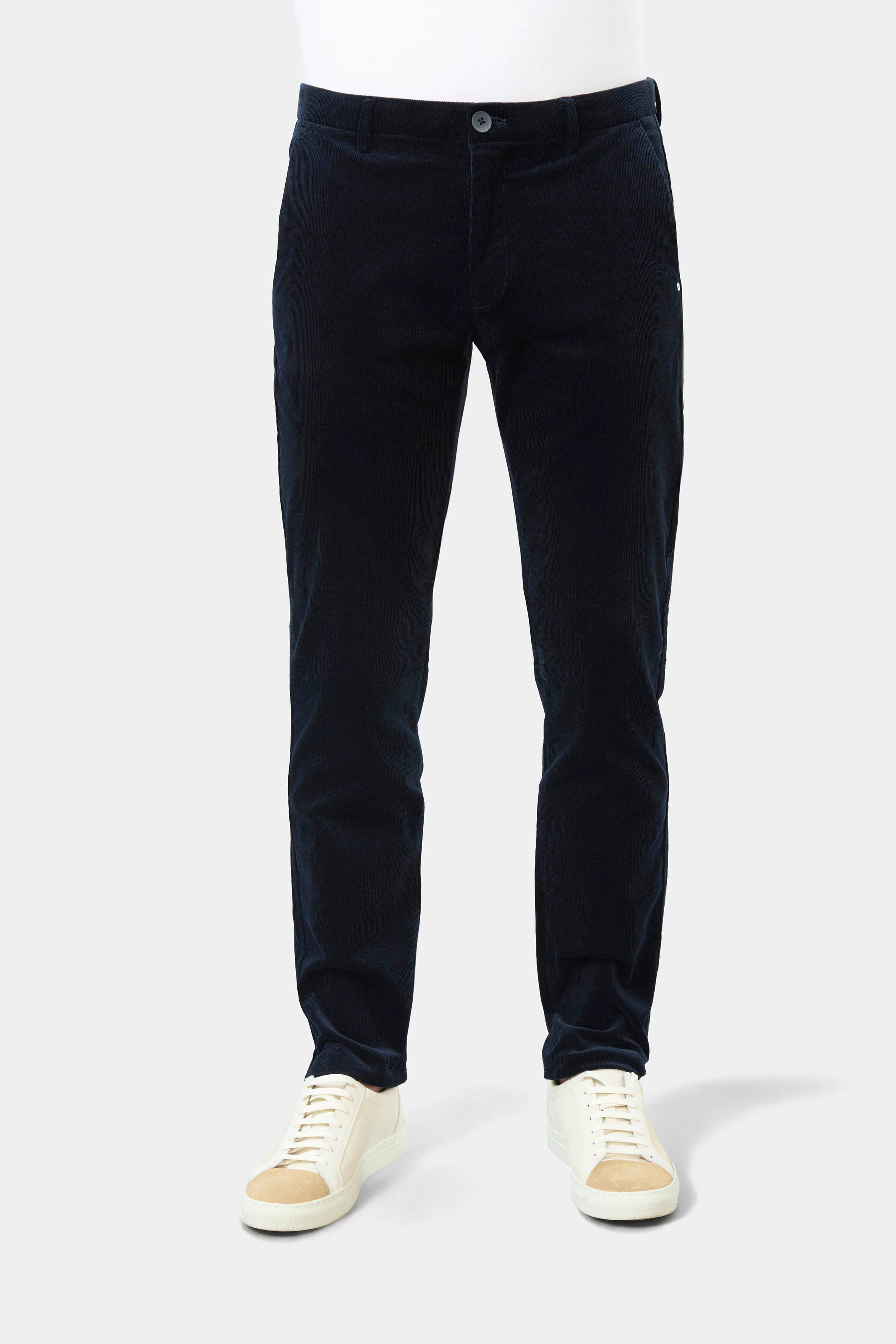 Velours côtelé — Pantalon minimaliste Jerem, ceinture sartoriale stretch