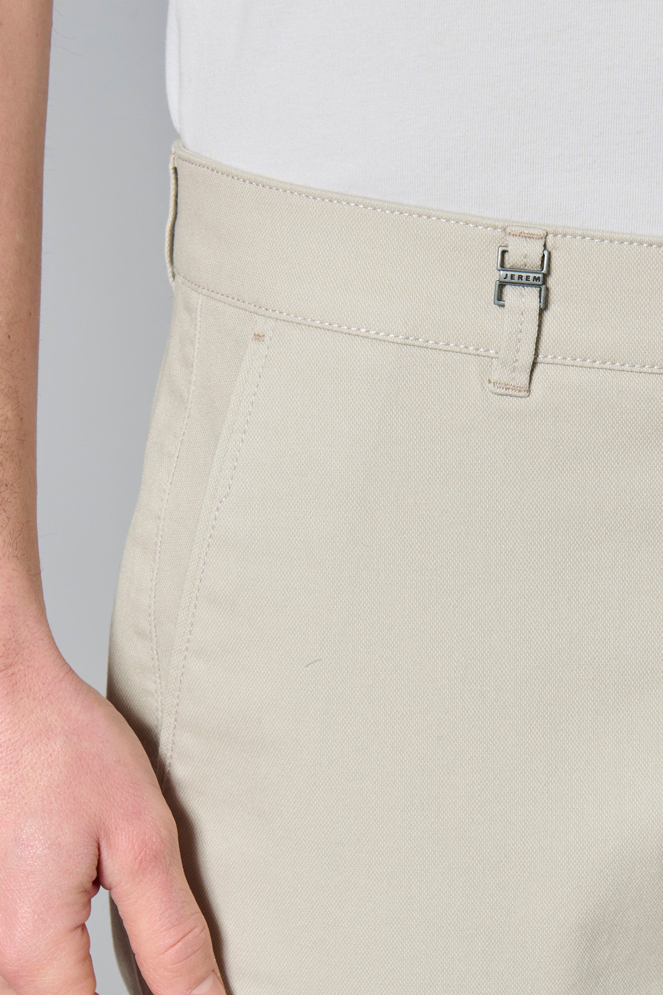 Pantalon de ville, piqué stretch uni Jerem, poches italiennes