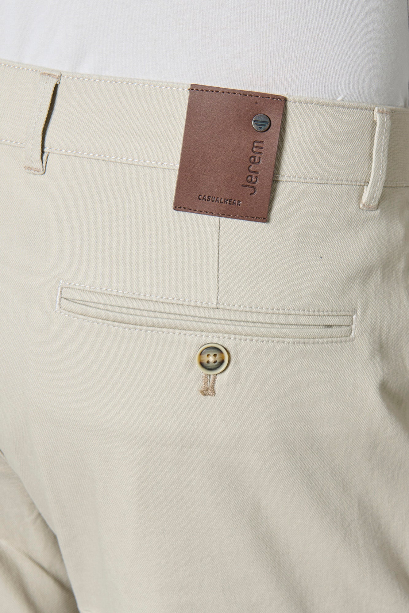Piqué stretch uni — Pantalon de ville Jerem, poches italiennes