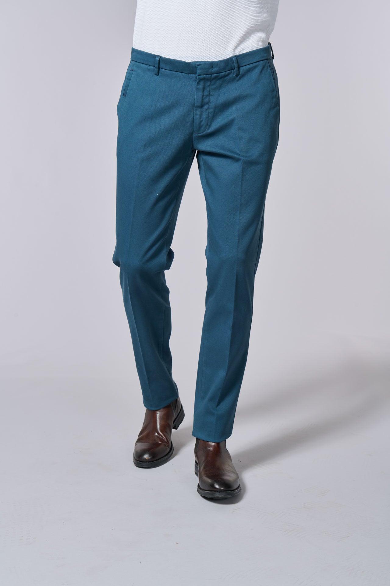 Pantalon ajusté, tricotine de coton stretch Jerem, poches italiennes